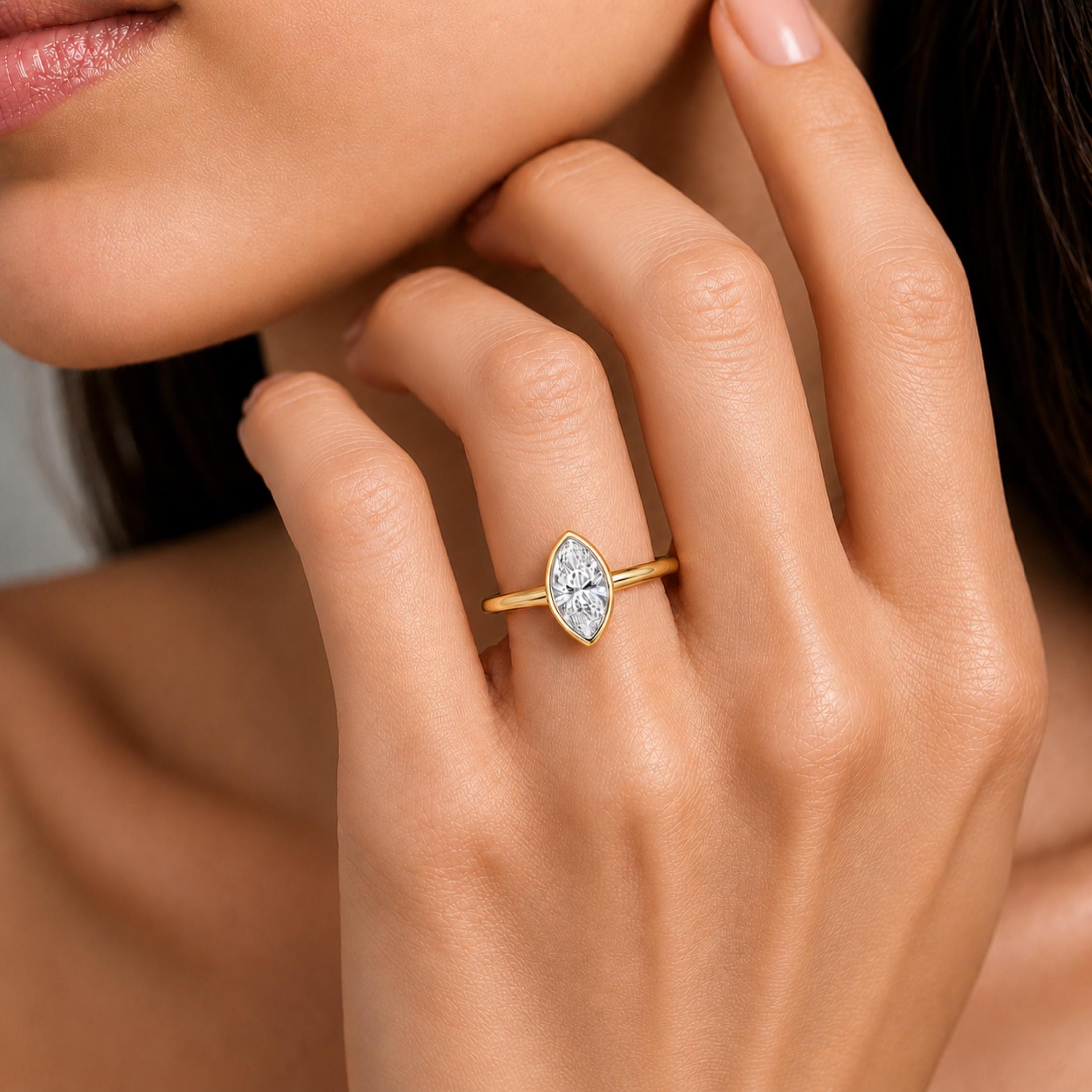 1.00-6.00 Carat T.W. Marquise-cut IGI Certified Lab Grown Diamond (F/VS) 14K Gold Solitaire Ring - Assorted Colors, Sizes & Carat