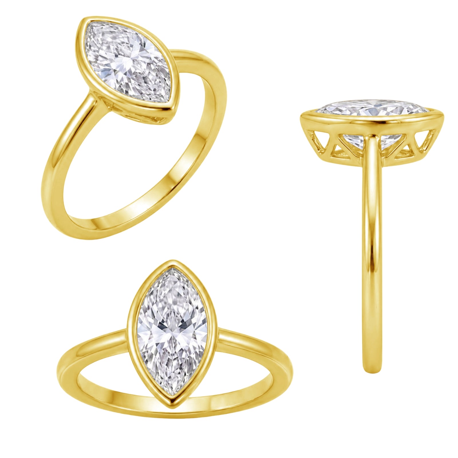 1.00-6.00 Carat T.W. Marquise-cut IGI Certified Lab Grown Diamond (F/VS) 14K Gold Solitaire Ring - Assorted Colors, Sizes & Carat