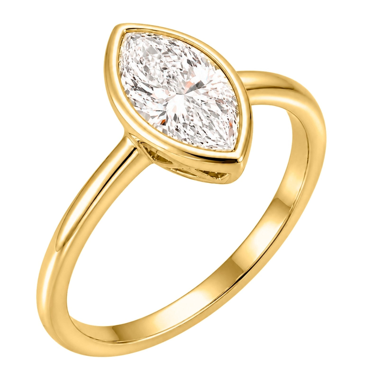 1.00-6.00 Carat T.W. Marquise-cut IGI Certified Lab Grown Diamond (F/VS) 14K Gold Solitaire Ring - Assorted Colors, Sizes & Carat