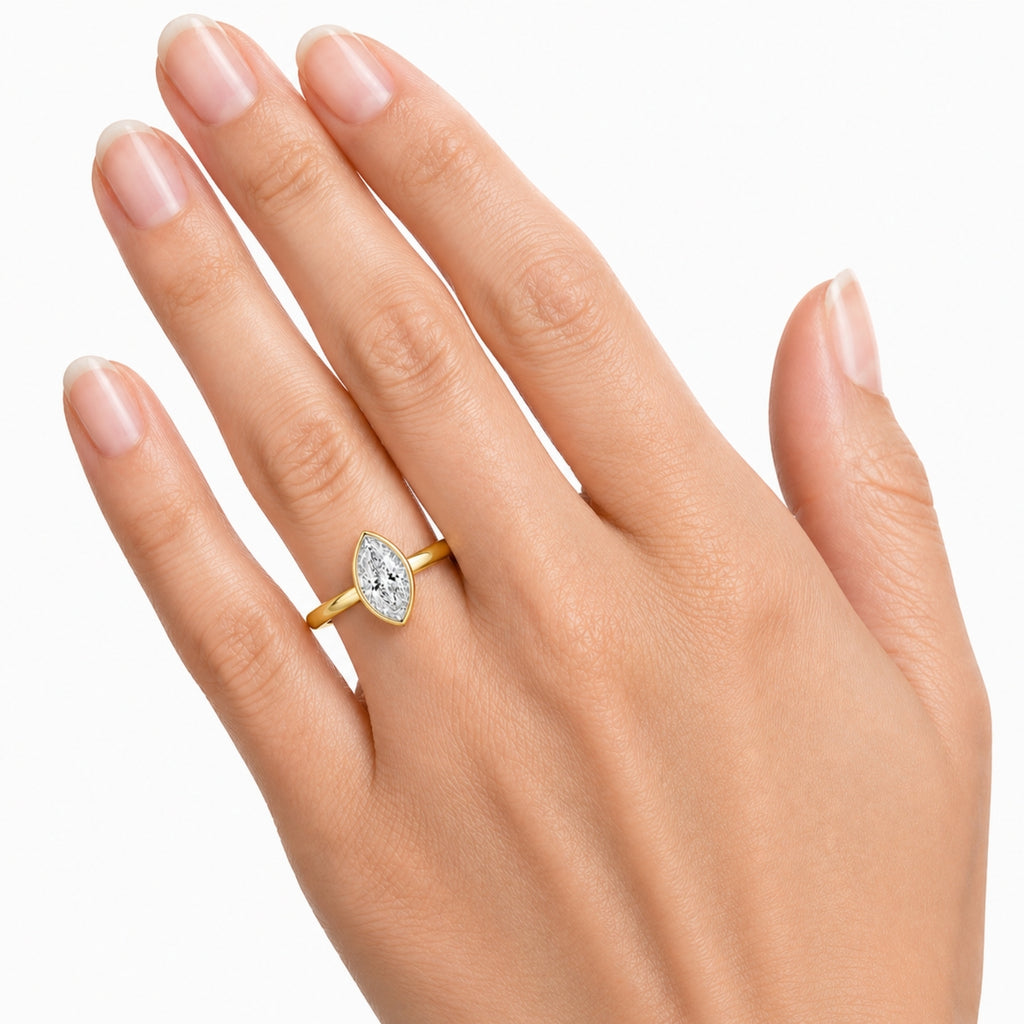 1.00-6.00 Carat T.W. Marquise-cut IGI Certified Lab Grown Diamond (F/VS) 14K Gold Solitaire Ring - Assorted Colors, Sizes & Carat