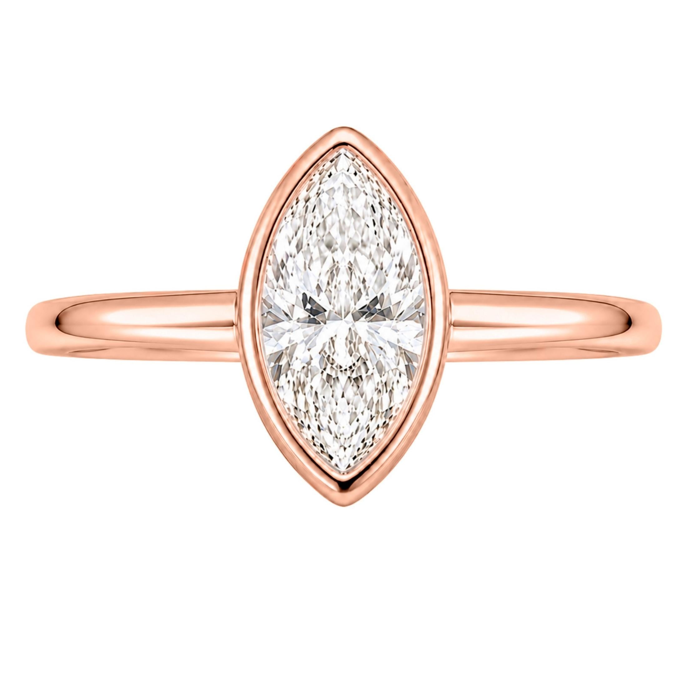 1.00-6.00 Carat T.W. Marquise-cut IGI Certified Lab Grown Diamond (F/VS) 14K Gold Solitaire Ring - Assorted Colors, Sizes & Carat