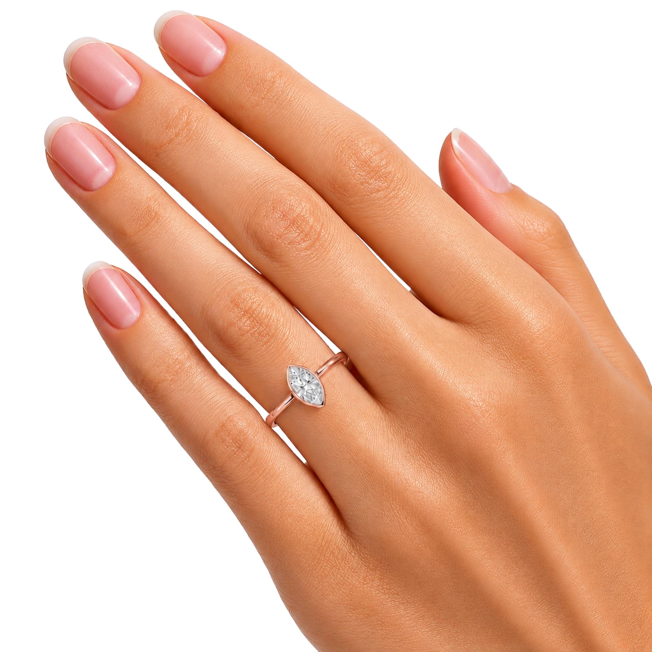 1.00-6.00 Carat T.W. Marquise-cut IGI Certified Lab Grown Diamond (F/VS) 14K Gold Solitaire Ring - Assorted Colors, Sizes & Carat