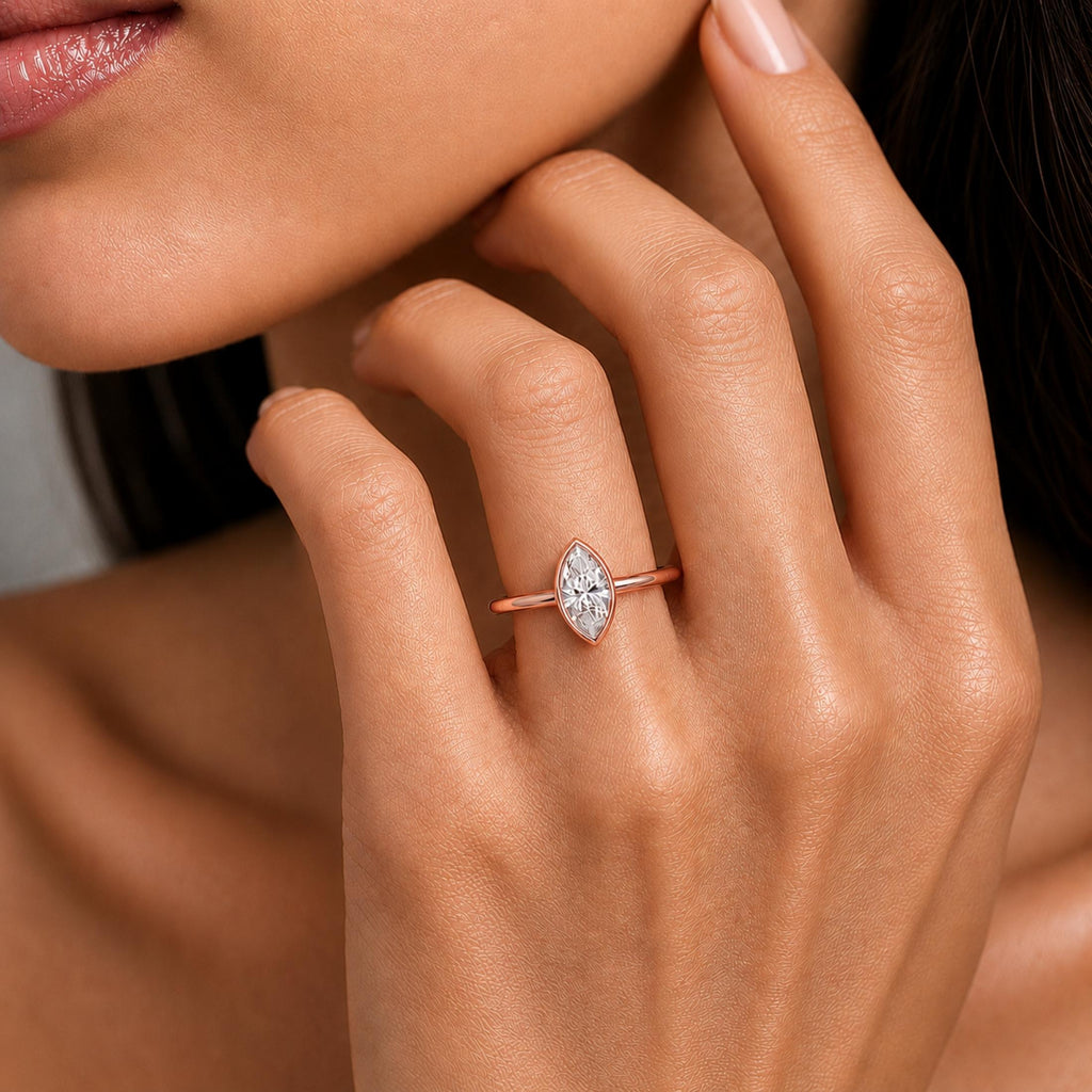 1.00-6.00 Carat T.W. Marquise-cut IGI Certified Lab Grown Diamond (F/VS) 14K Gold Solitaire Ring - Assorted Colors, Sizes & Carat