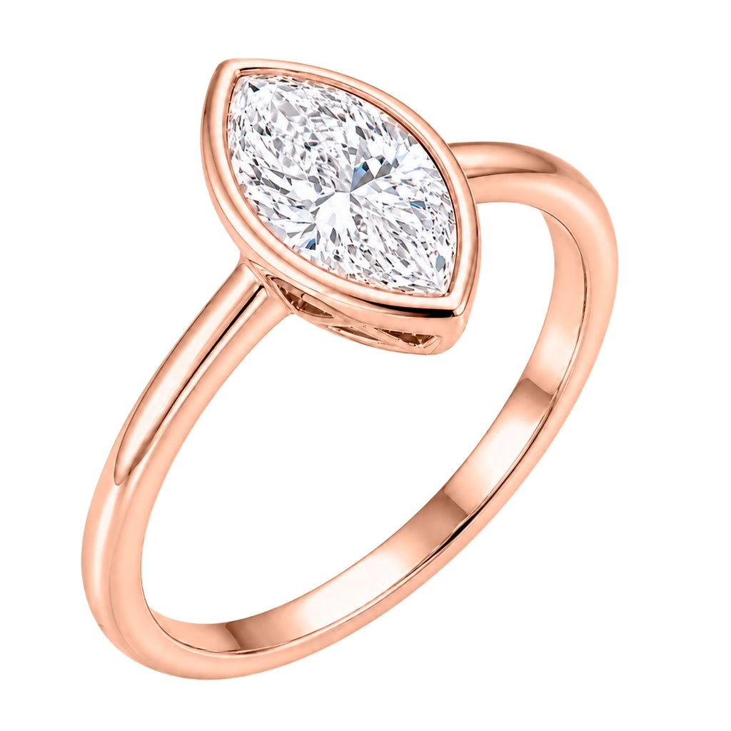 1.00-6.00 Carat T.W. Marquise-cut IGI Certified Lab Grown Diamond (F/VS) 14K Gold Solitaire Ring - Assorted Colors, Sizes & Carat