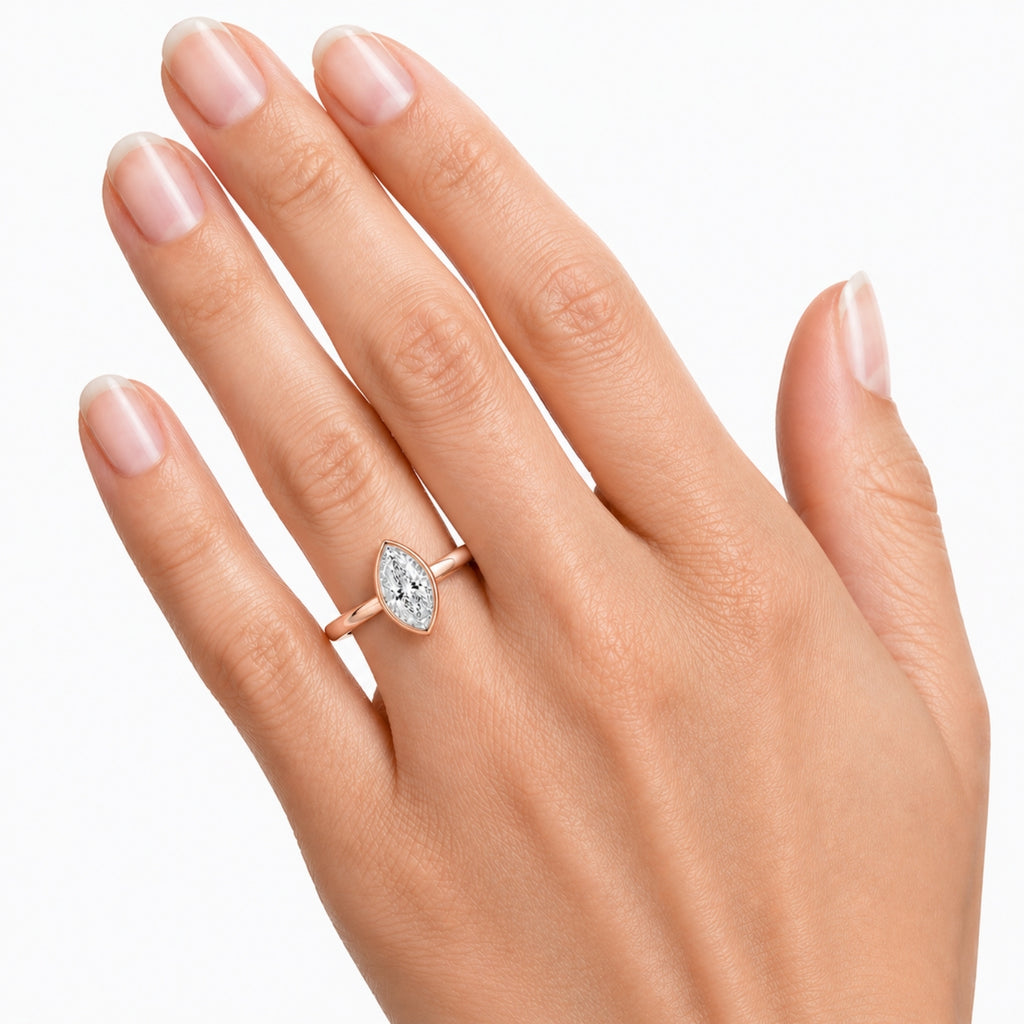 1.00-6.00 Carat T.W. Marquise-cut IGI Certified Lab Grown Diamond (F/VS) 14K Gold Solitaire Ring - Assorted Colors, Sizes & Carat
