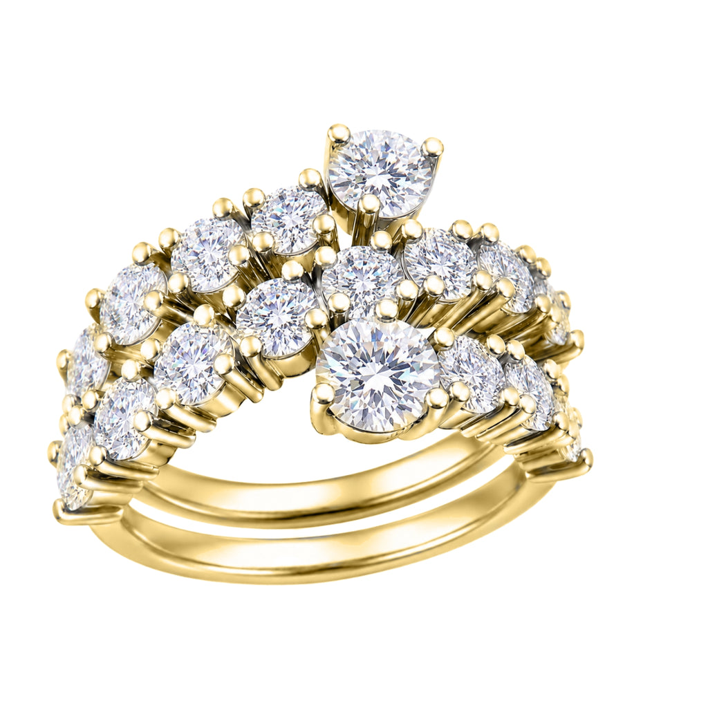 Diamonair Lab Grown Diamond (F/VS+) 3.00 carat Round cut Sterling Silver Ring - Sterling Silver | Gold over Silver