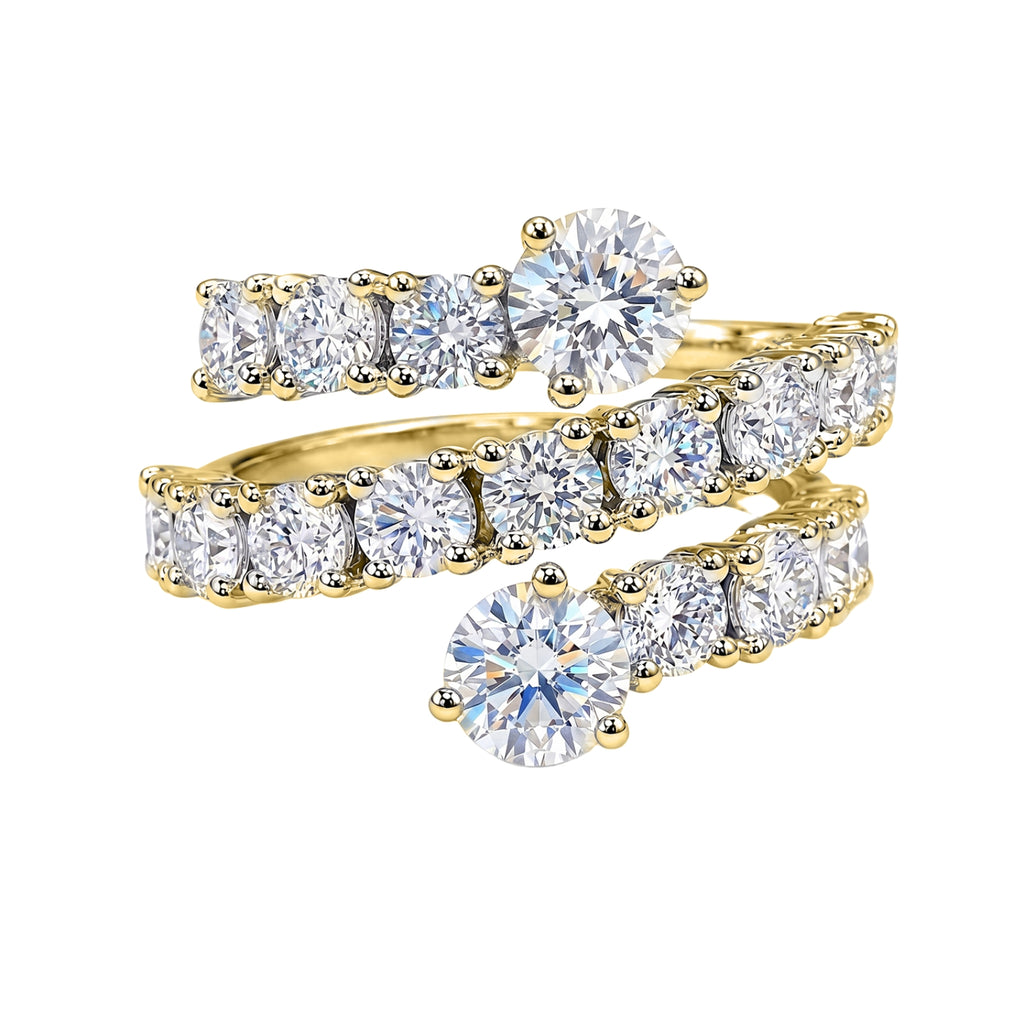 Diamonair Lab Grown Diamond (F/VS+) 3.00 carat Round cut Sterling Silver Ring - Sterling Silver | Gold over Silver