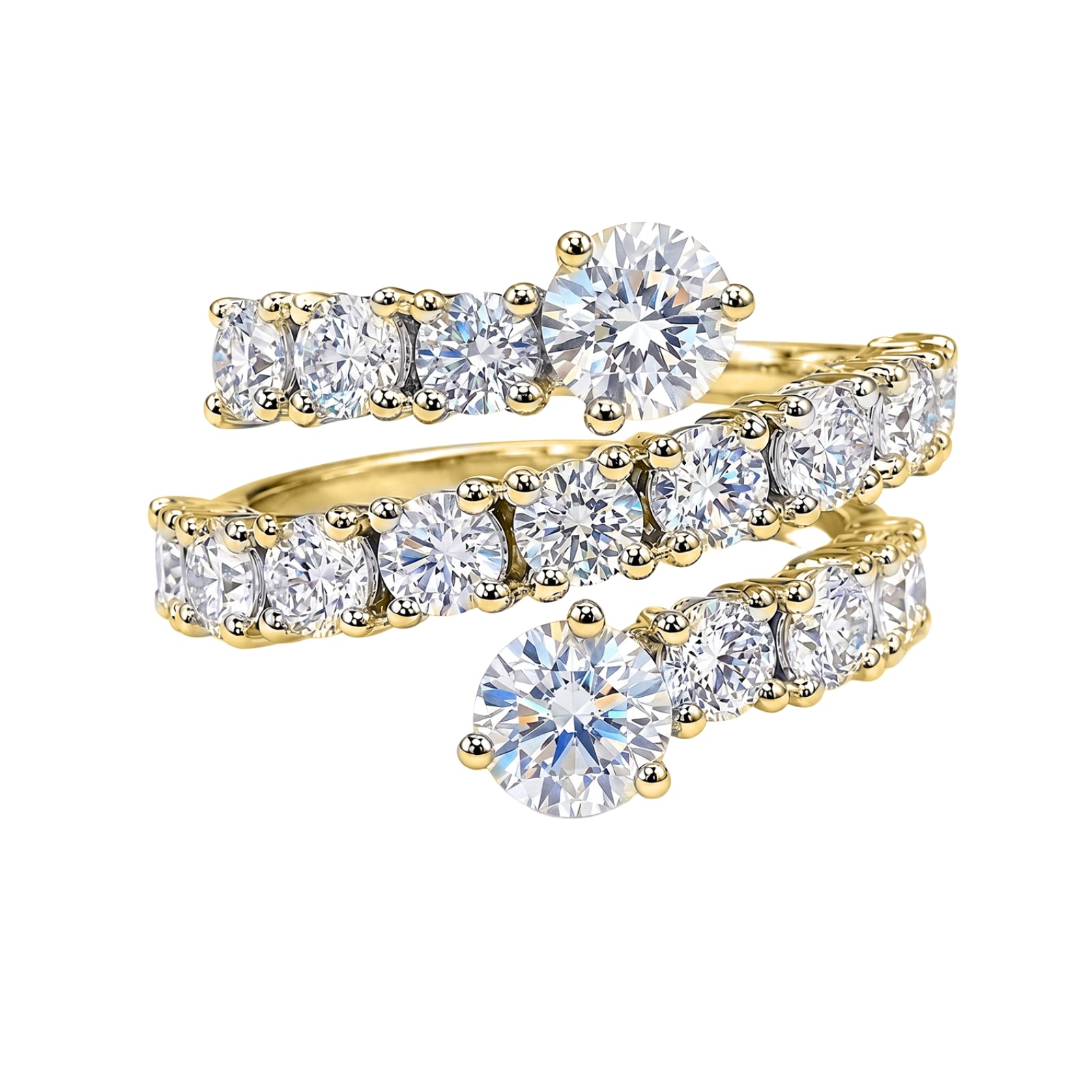 Diamonair Lab Grown Diamond (F/VS+) 3.00 carat Round cut Sterling Silver Ring - Sterling Silver | Gold over Silver