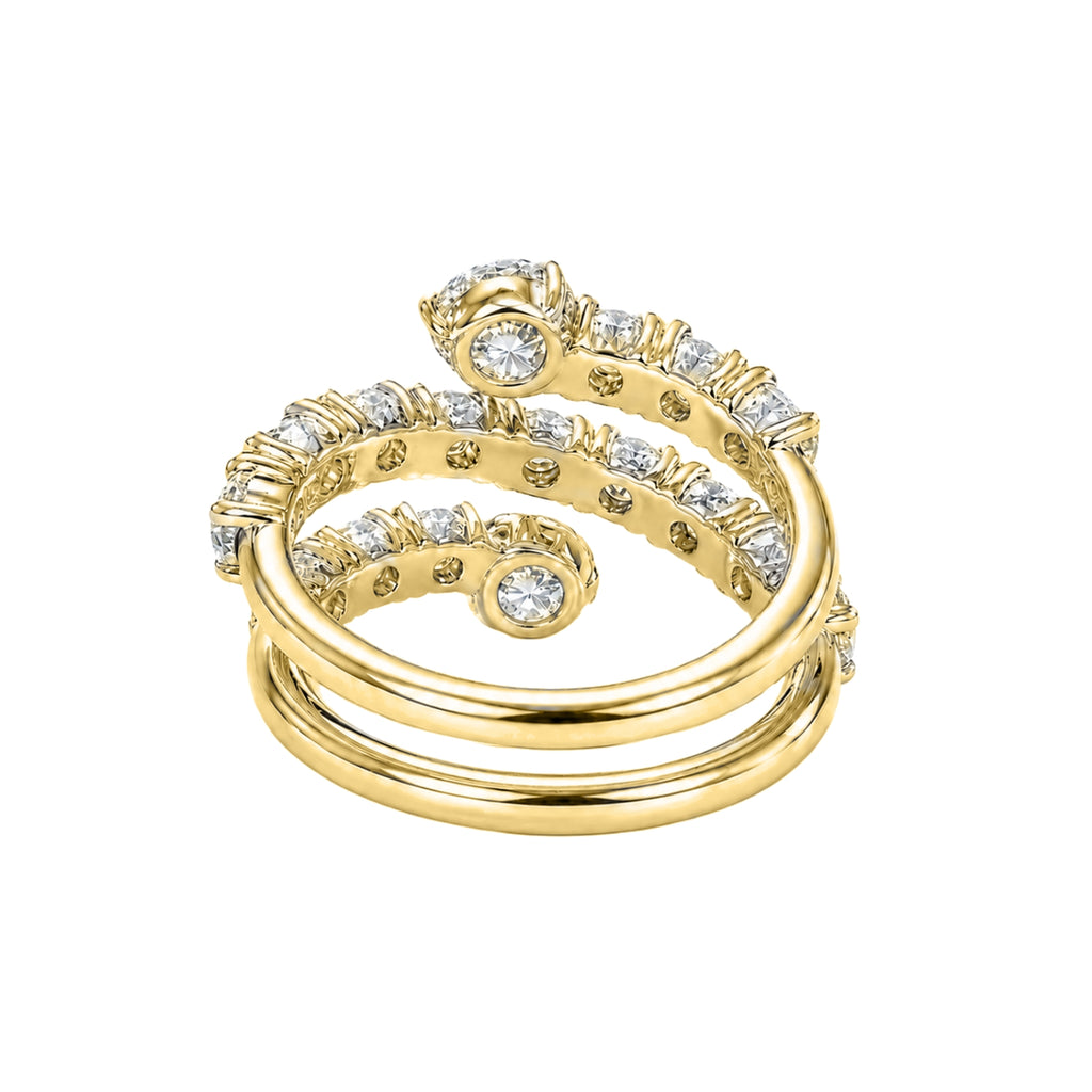 Diamonair Lab Grown Diamond (F/VS+) 3.00 carat Round cut Sterling Silver Ring - Sterling Silver | Gold over Silver