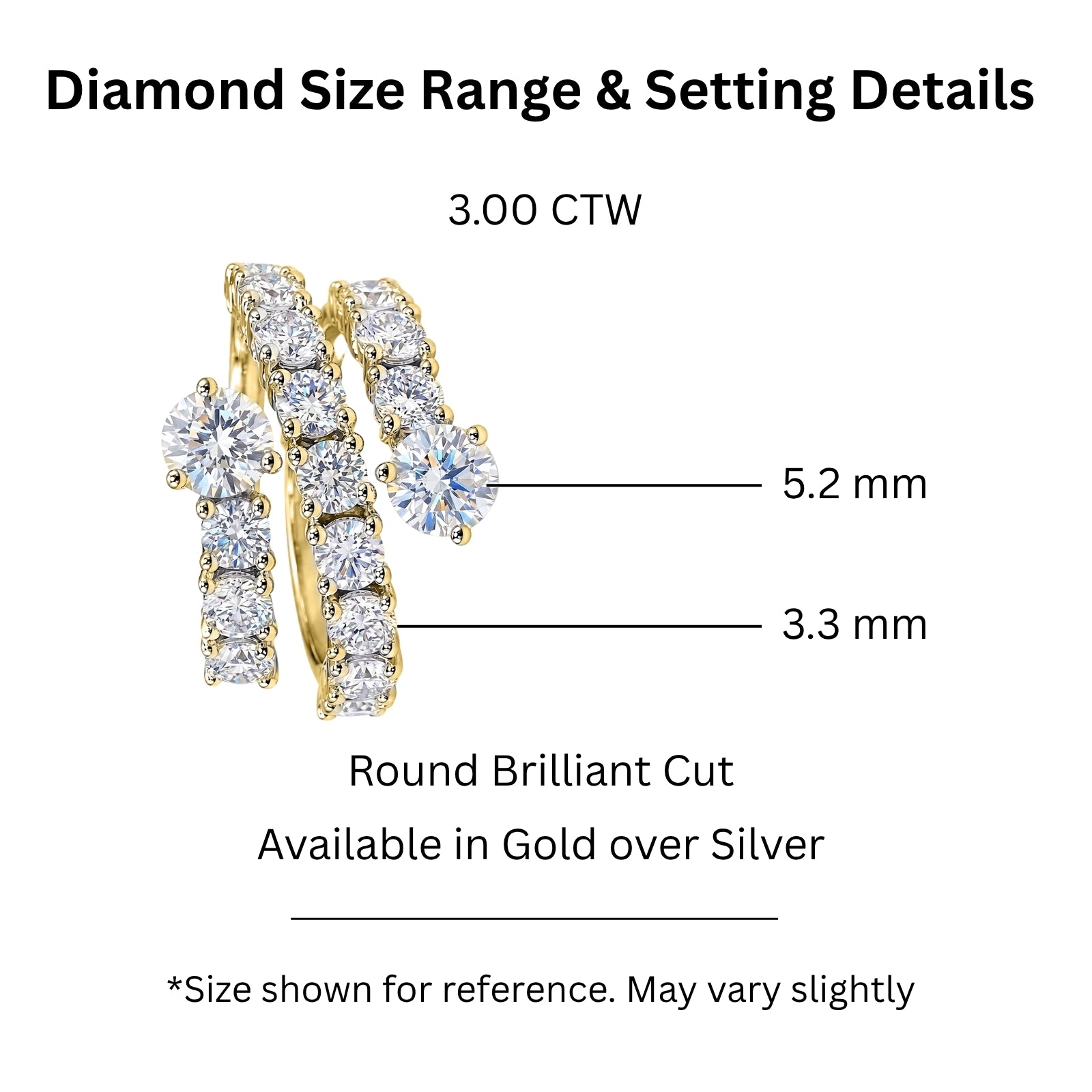 Diamonair Lab Grown Diamond (F/VS+) 3.00 carat Round cut Sterling Silver Ring - Sterling Silver | Gold over Silver