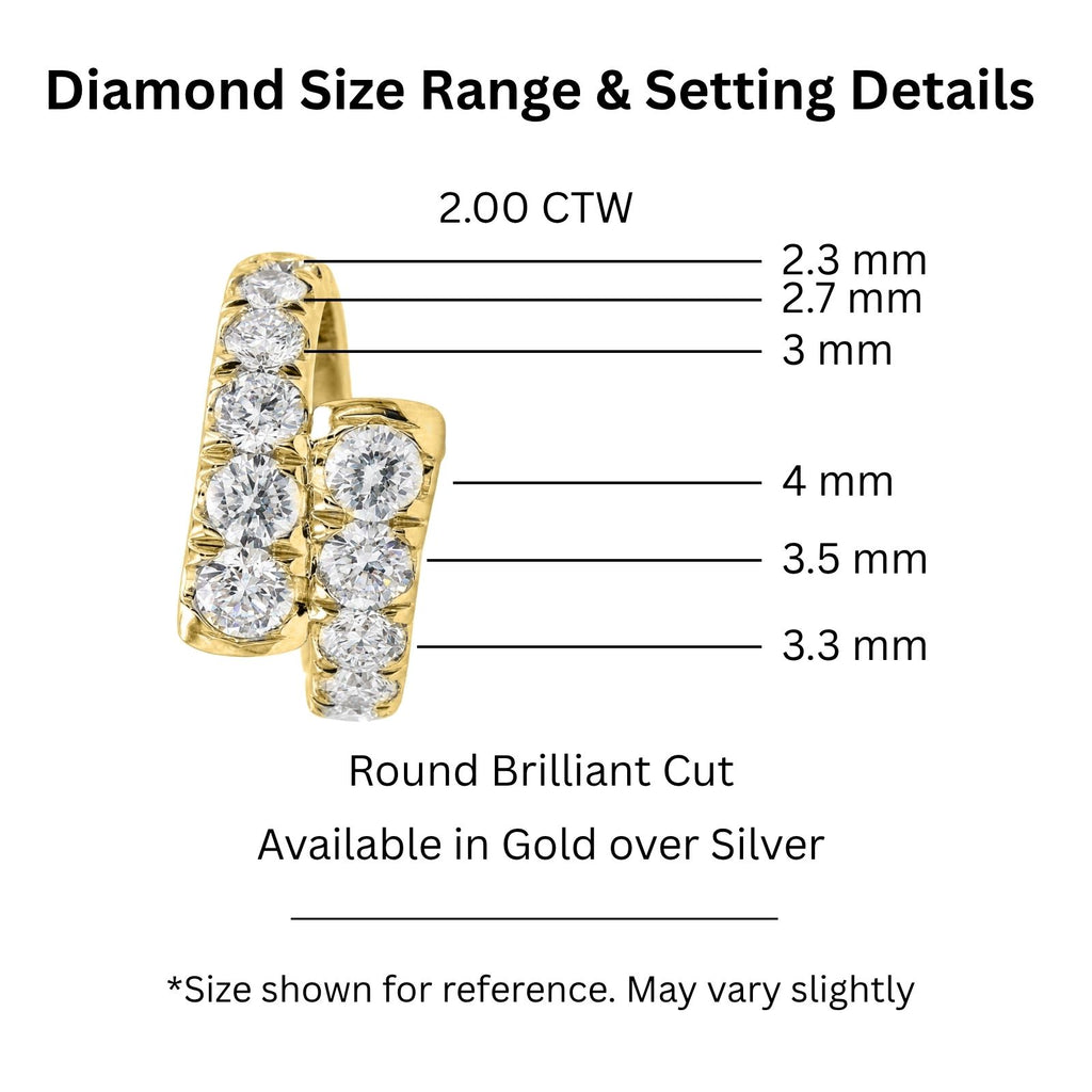 Diamonair Lab Grown Diamond (F/VS+) 2.00 carat Round cut Sterling Silver Ring - Sterling Silver | Gold over Silver