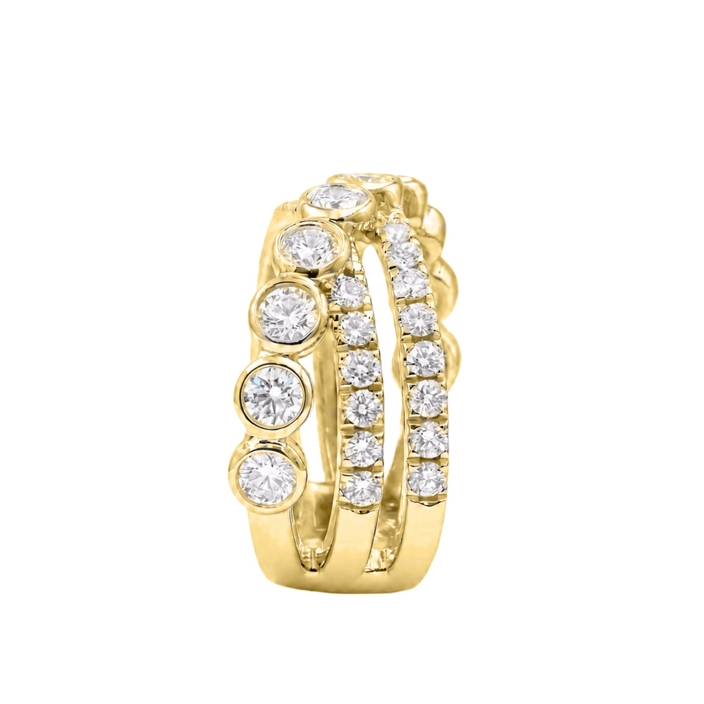 Diamonair Lab Grown Diamond (F/VS+) 2.00 carat Round cut Sterling Silver Statement Ring - Sterling Silver | Gold over Silver