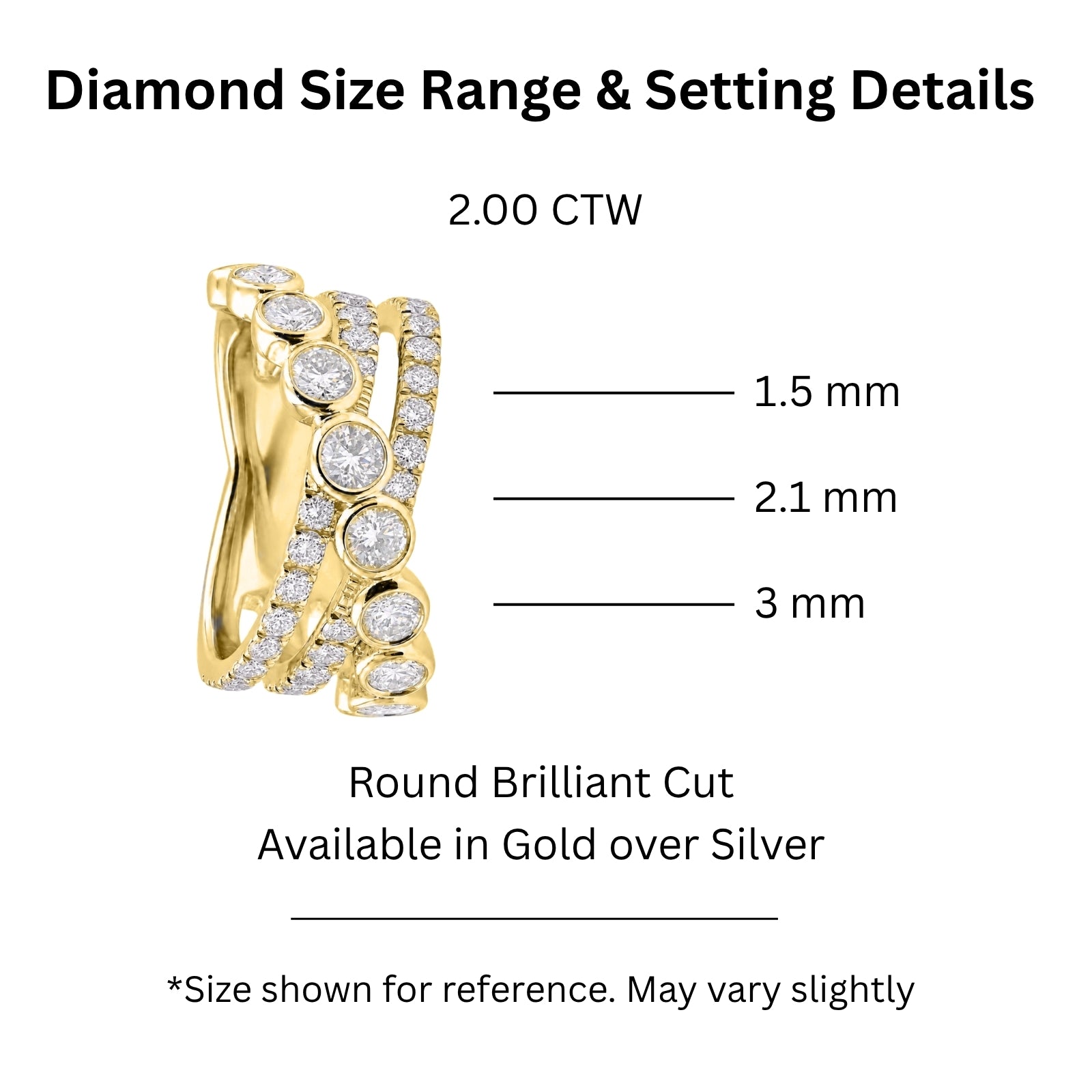 Diamonair Lab Grown Diamond (F/VS+) 2.00 carat Round cut Sterling Silver Statement Ring - Sterling Silver | Gold over Silver