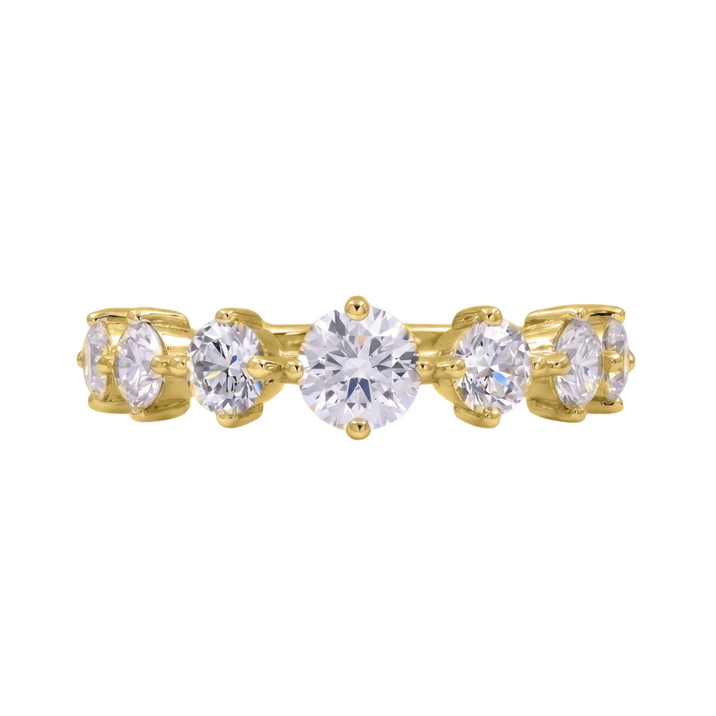 Diamonair Lab Grown Diamond (F/VS+) 2.00 carat Round cut Sterling Silver Band Ring - Sterling Silver | Gold over Silver