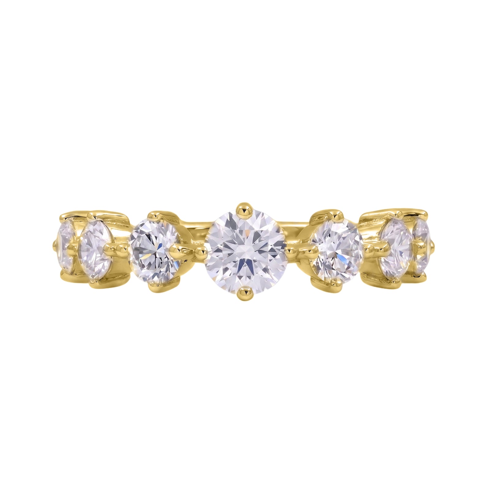 Diamonair Lab Grown Diamond (F/VS+) 2.00 carat Round cut Sterling Silver Band Ring - Sterling Silver | Gold over Silver