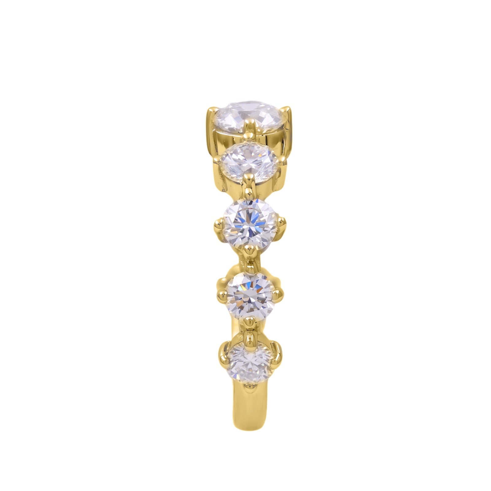 Diamonair Lab Grown Diamond (F/VS+) 2.00 carat Round cut Sterling Silver Band Ring - Sterling Silver | Gold over Silver