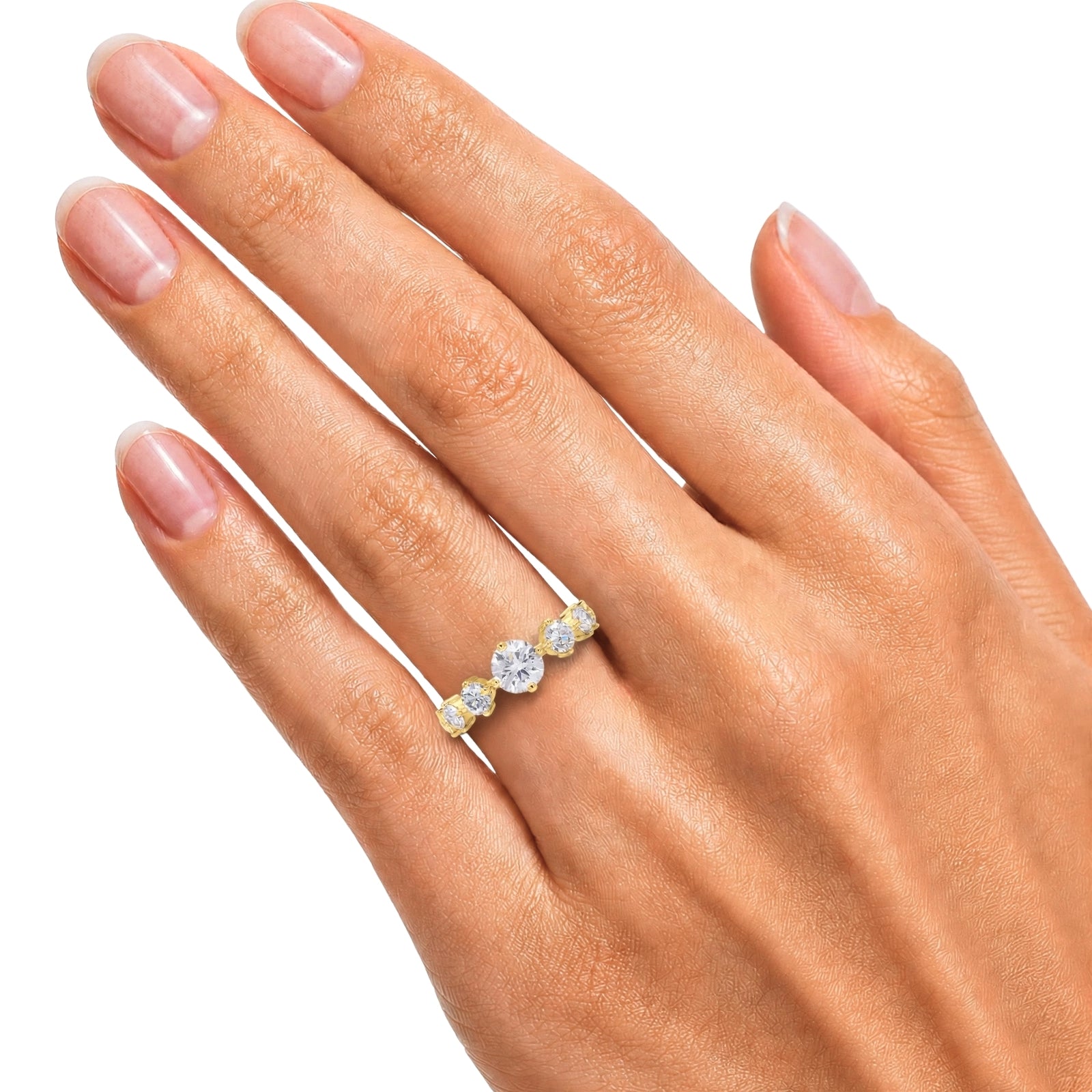 Diamonair Lab Grown Diamond (F/VS+) 2.00 carat Round cut Sterling Silver Band Ring - Sterling Silver | Gold over Silver