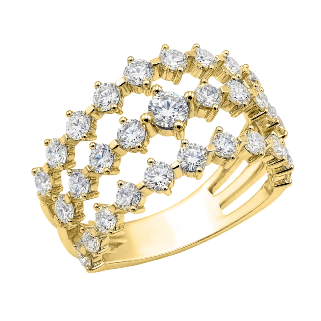 Diamonair Lab Grown Diamond (F/VS+) 2.00 carat Round cut Sterling Silver Statement Ring - Sterling Silver | Gold over Silver