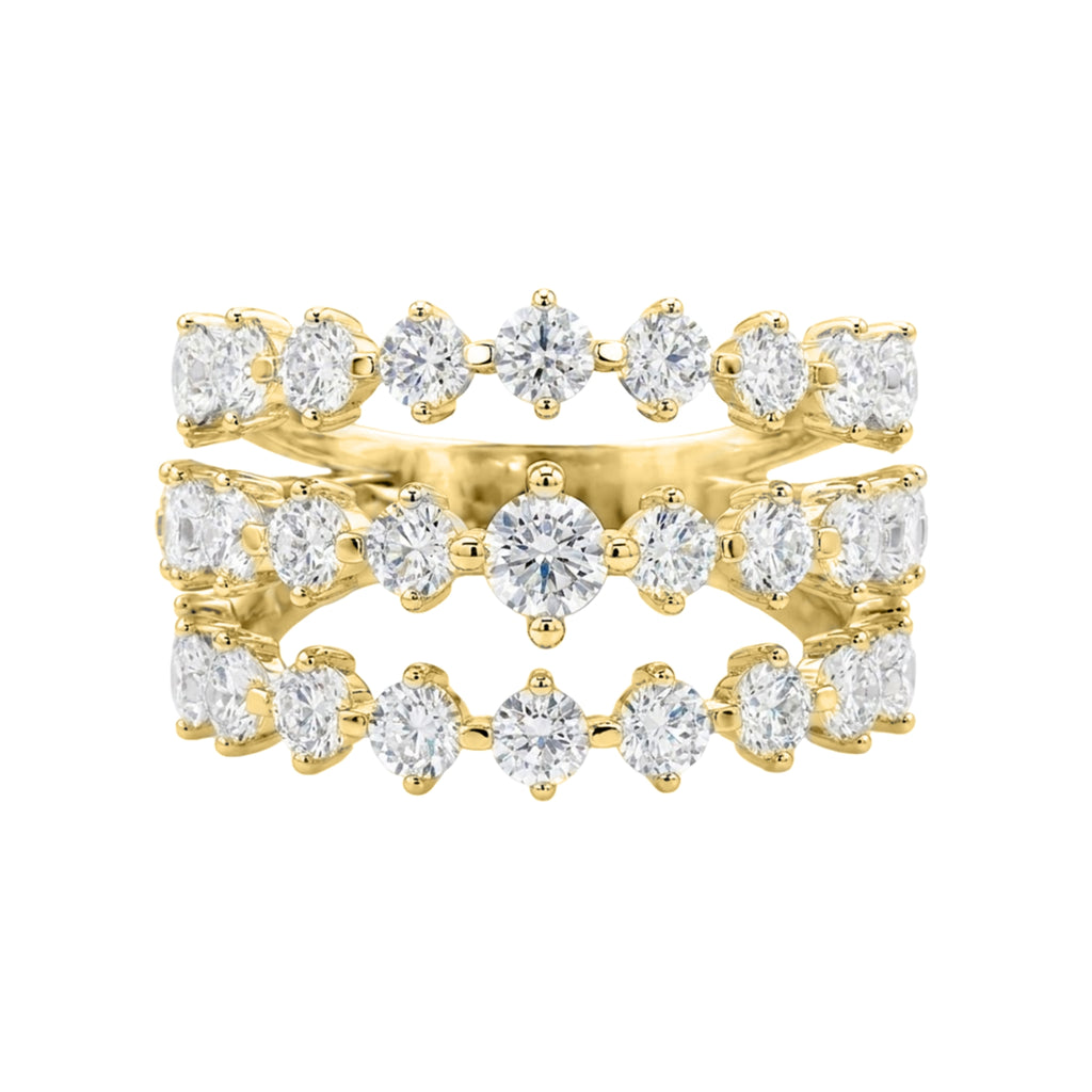 Diamonair Lab Grown Diamond (F/VS+) 2.00 carat Round cut Sterling Silver Statement Ring - Sterling Silver | Gold over Silver
