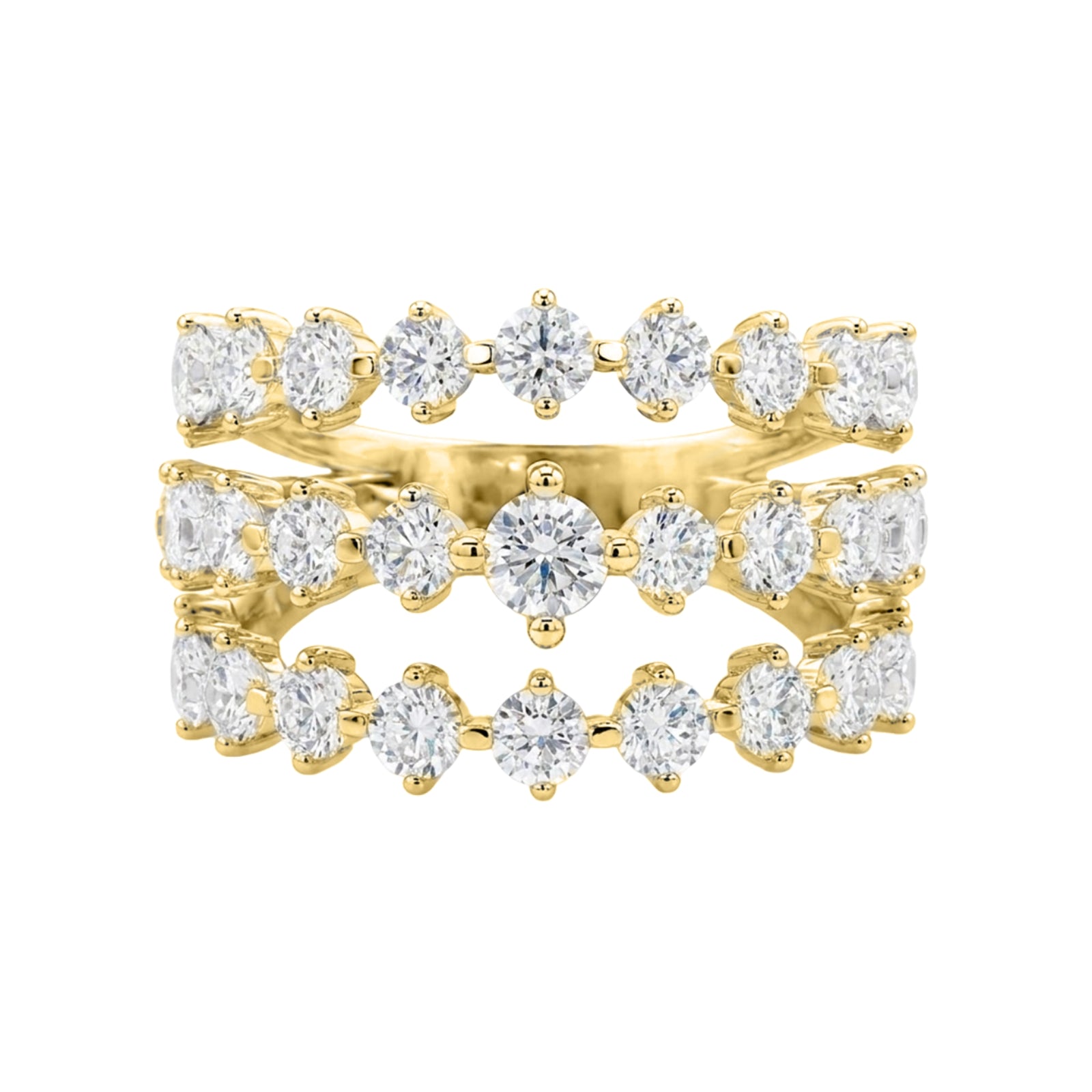 Diamonair Lab Grown Diamond (F/VS+) 2.00 carat Round cut Sterling Silver Statement Ring - Sterling Silver | Gold over Silver