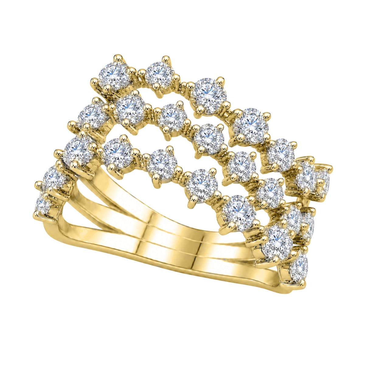 Diamonair Lab Grown Diamond (F/VS+) 3.00 carat Round cut Sterling Silver Statement Ring - Sterling Silver | Gold over Silver