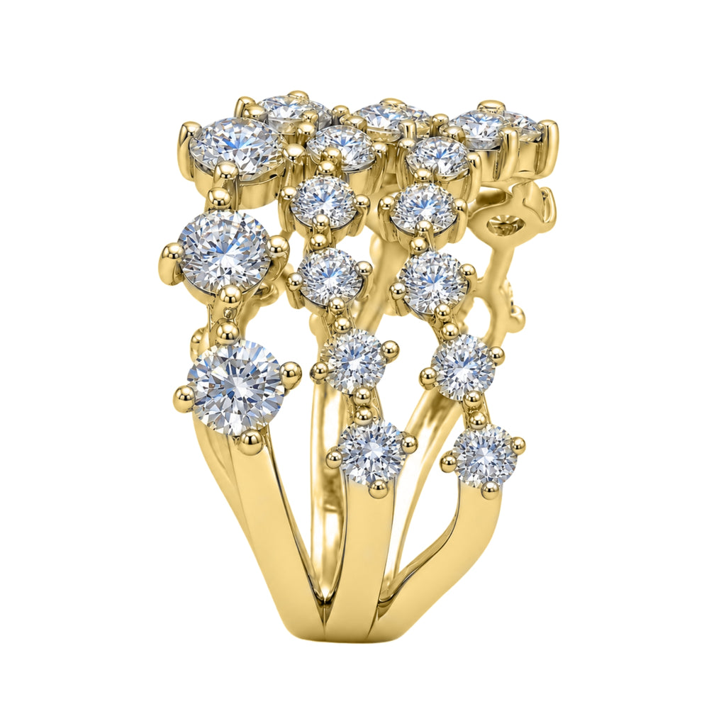 Diamonair Lab Grown Diamond (F/VS+) 3.00 carat Round cut Sterling Silver Statement Ring - Sterling Silver | Gold over Silver