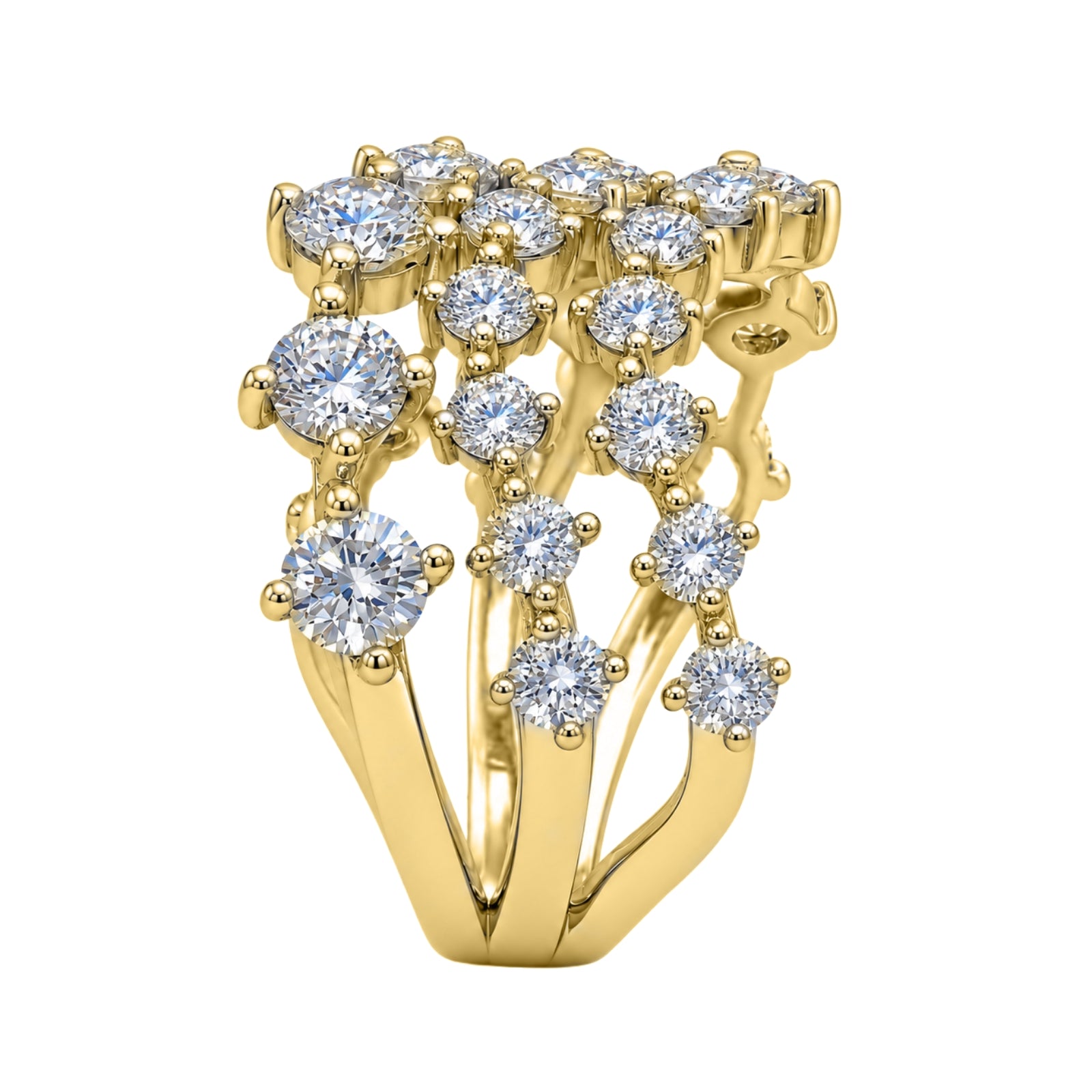 Diamonair Lab Grown Diamond (F/VS+) 3.00 carat Round cut Sterling Silver Statement Ring - Sterling Silver | Gold over Silver