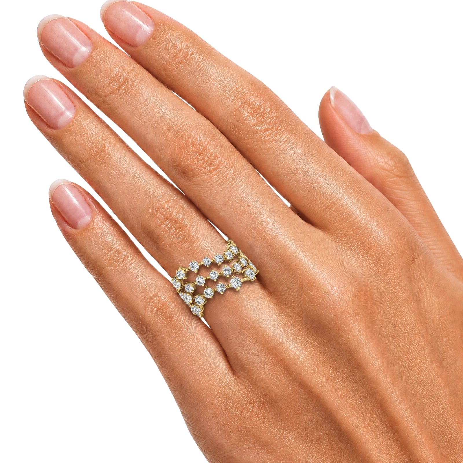 Diamonair Lab Grown Diamond (F/VS+) 3.00 carat Round cut Sterling Silver Statement Ring - Sterling Silver | Gold over Silver