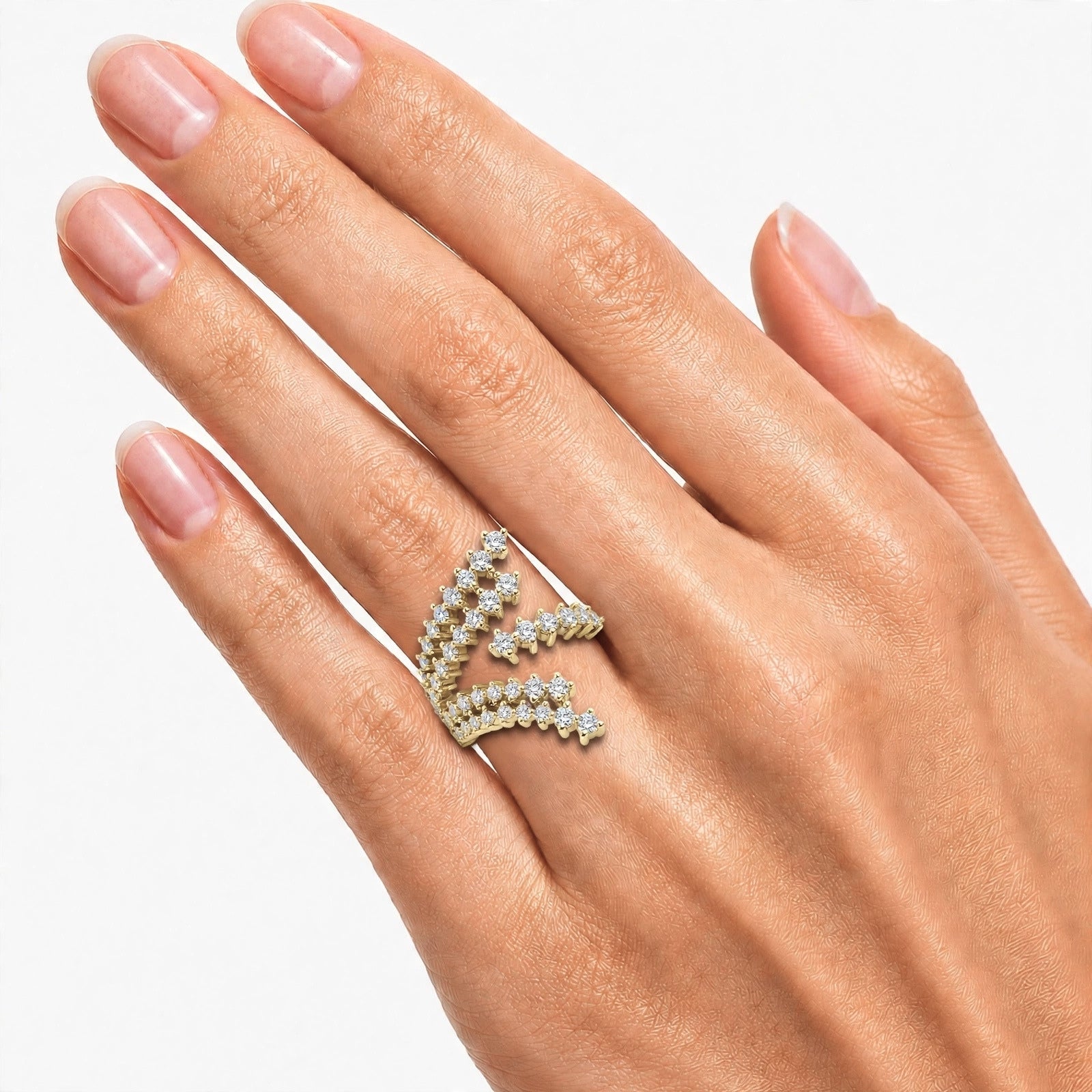 Diamonair Lab Grown Diamond (F/VS+) 2.00 carat Round cut Sterling Silver Statement Ring - Sterling Silver | Gold over Silver