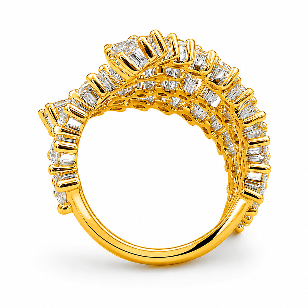 Diamonair Lab Grown Diamond (F/VS+) 3.00 carat Round cut Sterling Silver Statement Ring - Sterling Silver | Gold over Silver