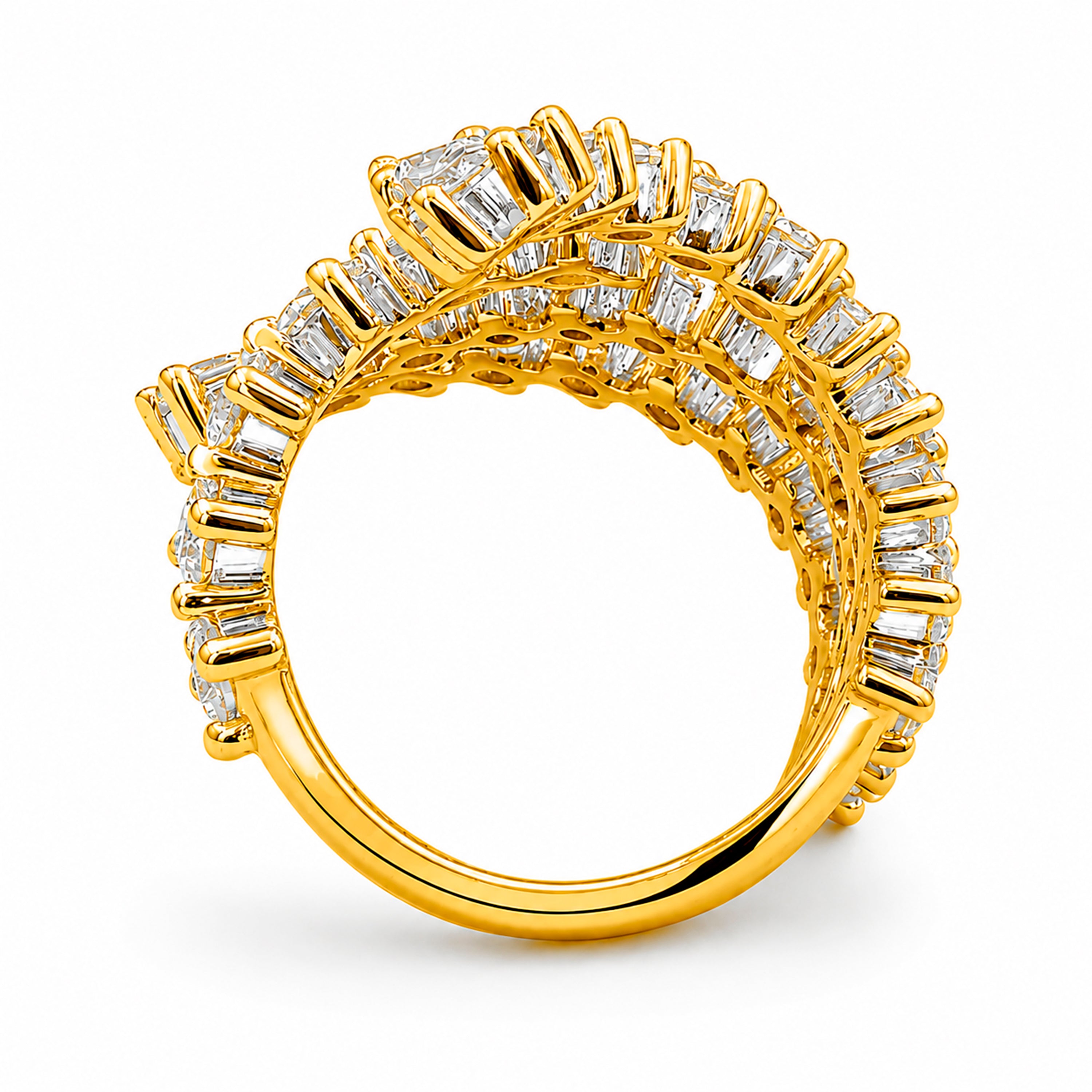 Diamonair Lab Grown Diamond (F/VS+) 3.00 carat Round cut Sterling Silver Statement Ring - Sterling Silver | Gold over Silver
