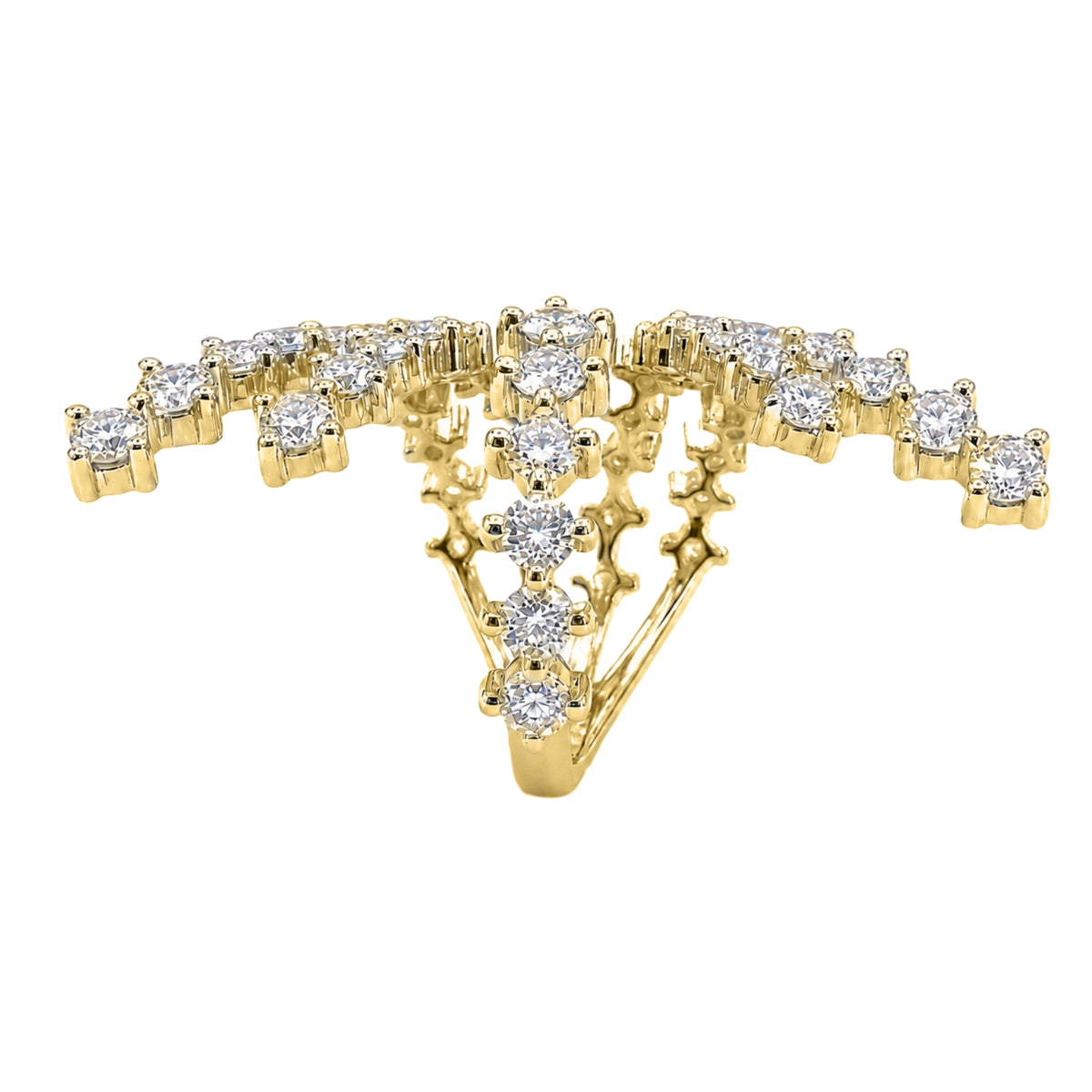 Diamonair Lab Grown Diamond (F/VS+) 3.00 carat Round cut Sterling Silver Statement Ring - Sterling Silver | Gold over Silver