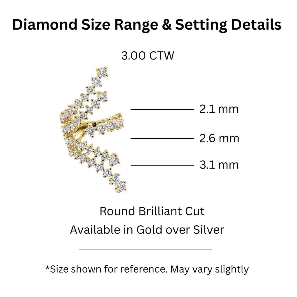 Diamonair Lab Grown Diamond (F/VS+) 3.00 carat Round cut Sterling Silver Statement Ring - Sterling Silver | Gold over Silver