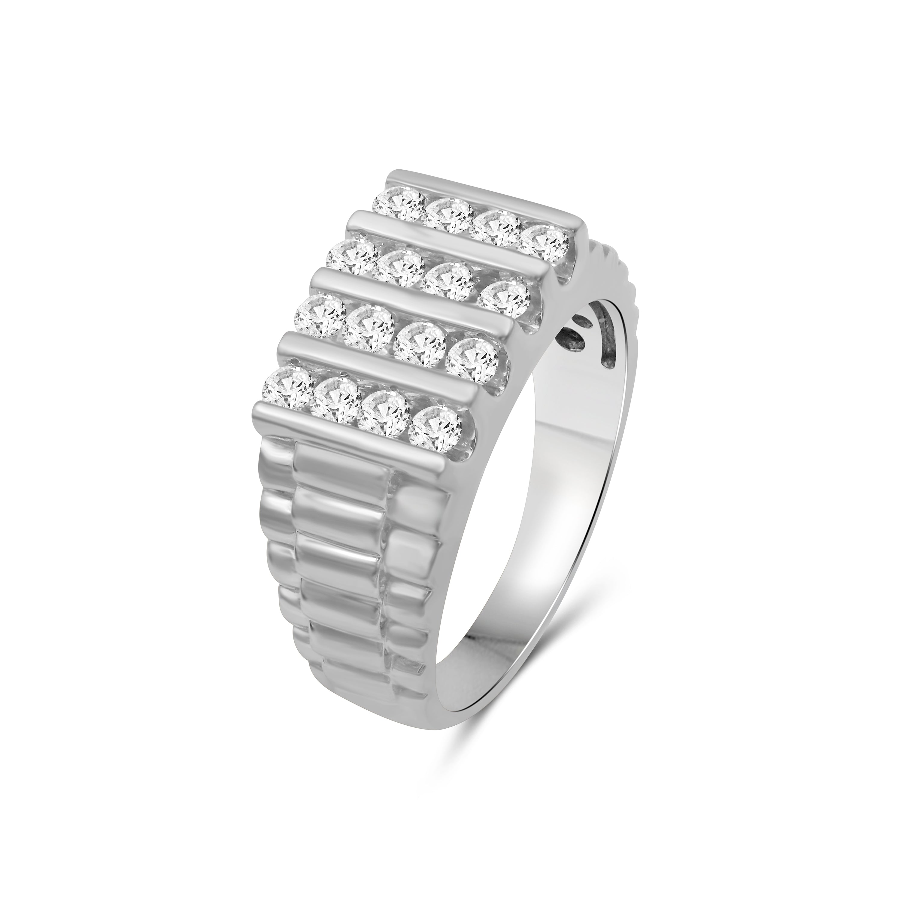 Diamonair Lab Grown Diamond (F/VS+) 1.00 carat Round cut Sterling Silver Men's Ring - Sterling Silver | Gold over Silver