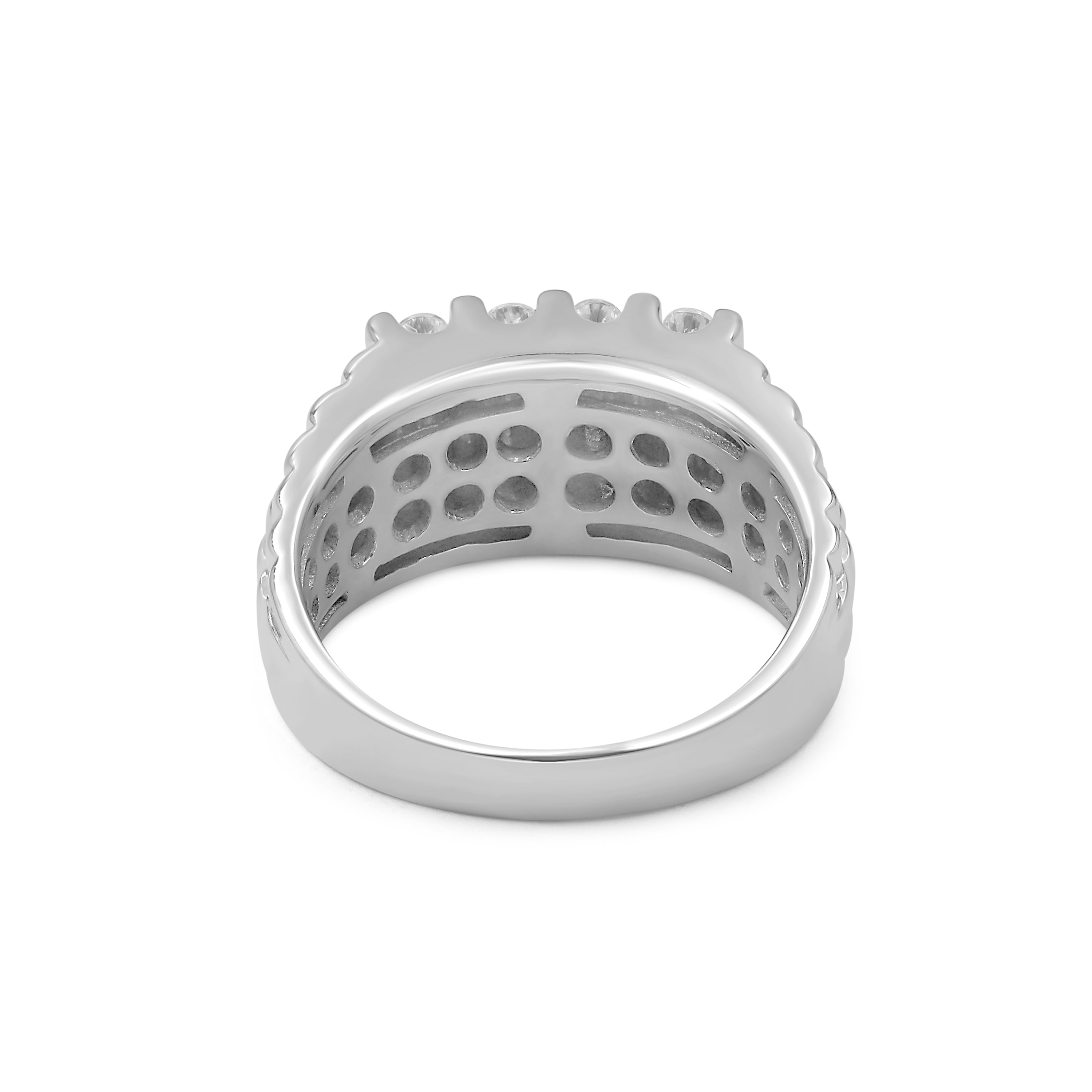 Diamonair Lab Grown Diamond (F/VS+) 1.00 carat Round cut Sterling Silver Men's Ring - Sterling Silver | Gold over Silver