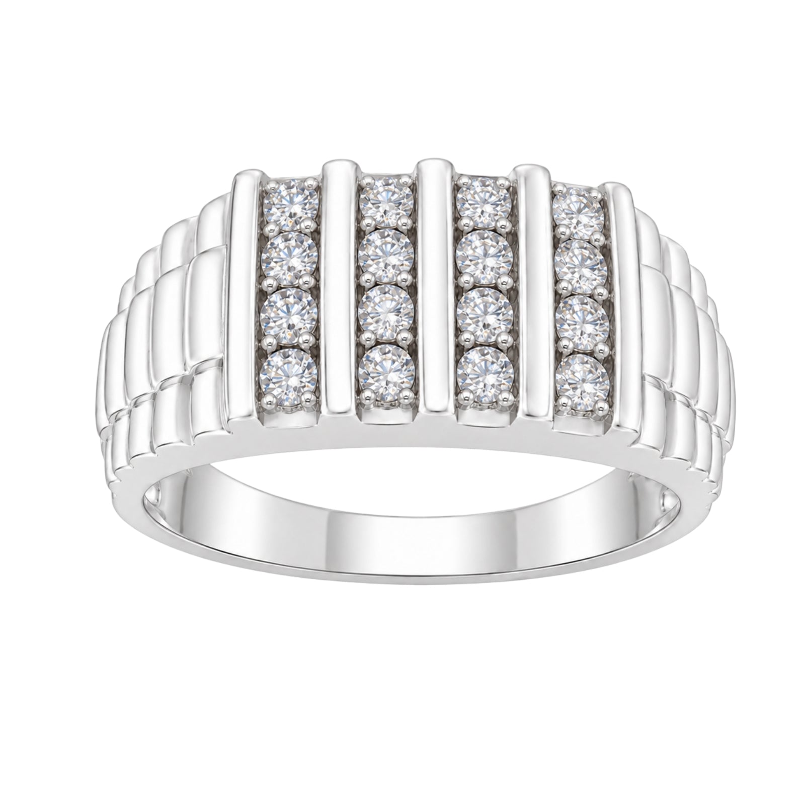Diamonair Lab Grown Diamond (F/VS+) 1.00 carat Round cut Sterling Silver Men's Ring - Sterling Silver | Gold over Silver