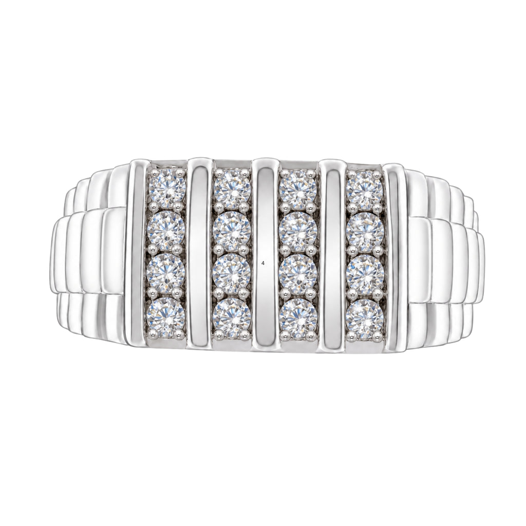 Diamonair Lab Grown Diamond (F/VS+) 1.00 carat Round cut Sterling Silver Men's Ring - Sterling Silver | Gold over Silver