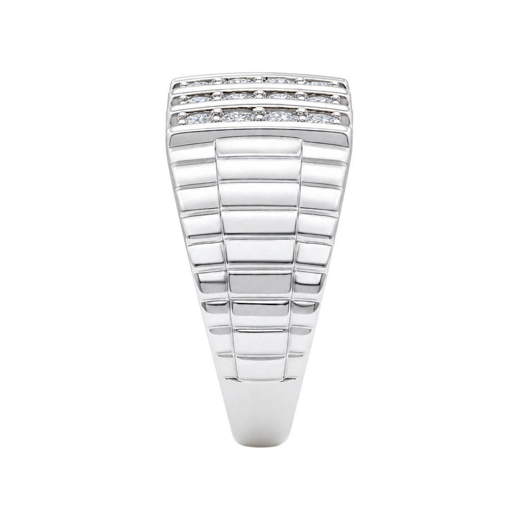 Diamonair Lab Grown Diamond (F/VS+) 1.00 carat Round cut Sterling Silver Men's Ring - Sterling Silver | Gold over Silver