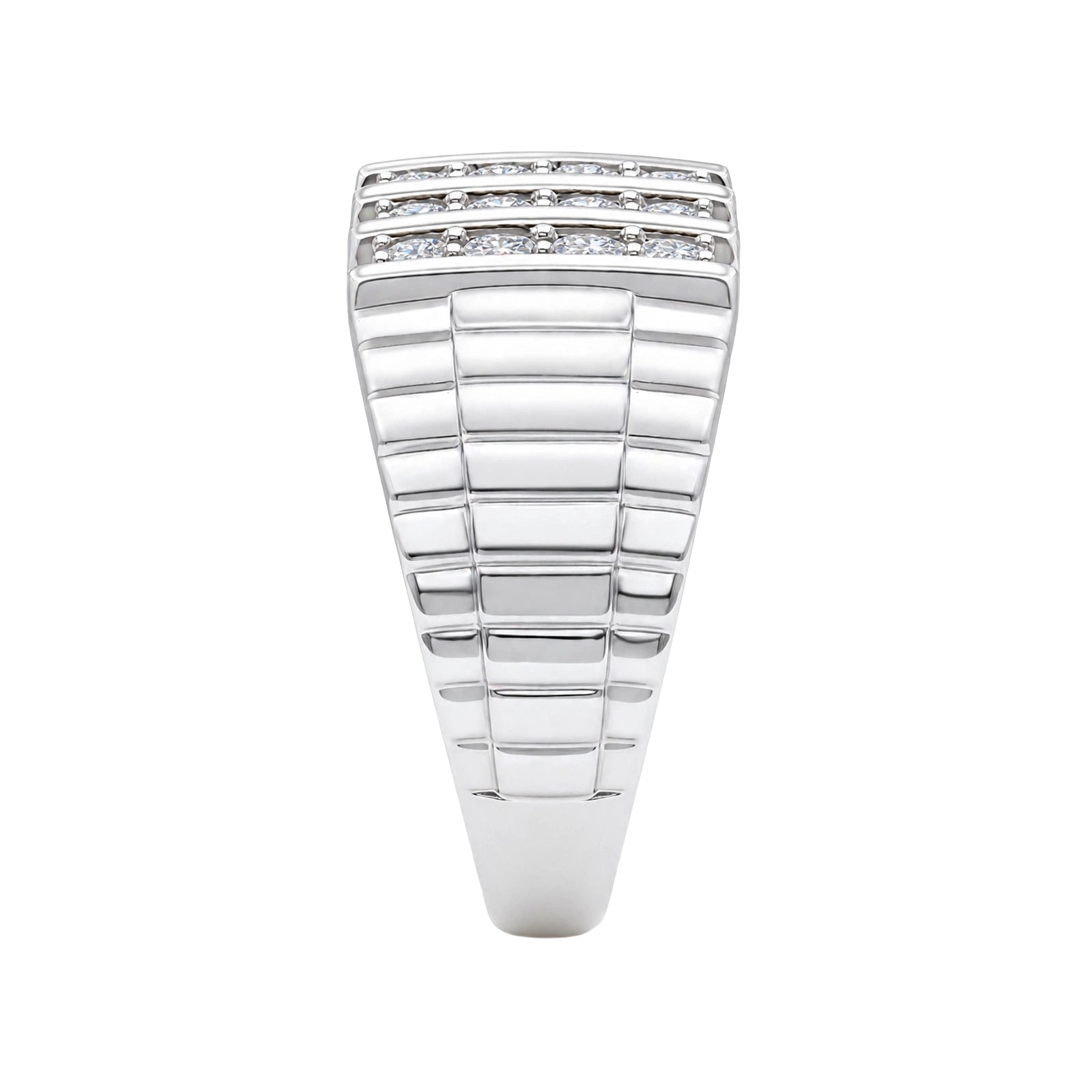 Diamonair Lab Grown Diamond (F/VS+) 1.00 carat Round cut Sterling Silver Men's Ring - Sterling Silver | Gold over Silver
