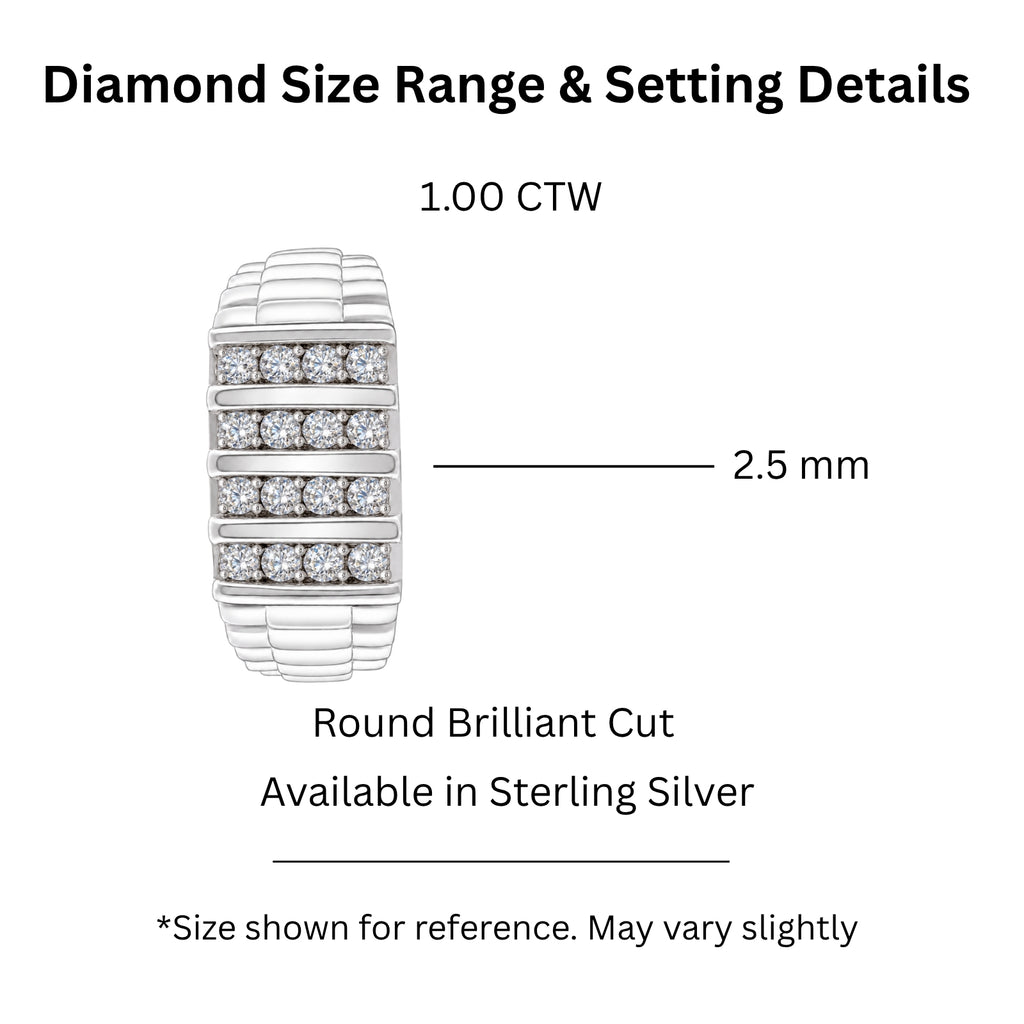 Diamonair Lab Grown Diamond (F/VS+) 1.00 carat Round cut Sterling Silver Men's Ring - Sterling Silver | Gold over Silver