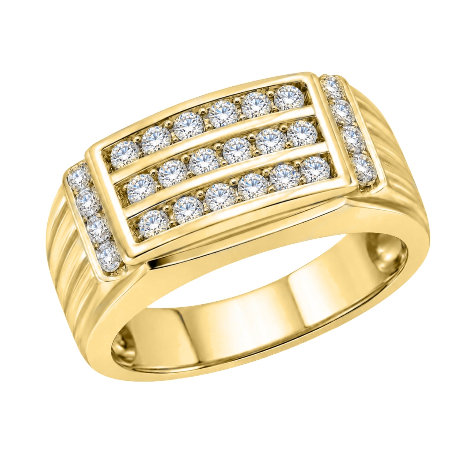 Diamonair Lab Grown Diamond (F/VS+) 1.00 carat Round cut Sterling Silver Men's Ring - Sterling Silver | Gold over Silver