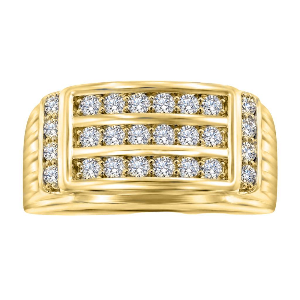 Diamonair Lab Grown Diamond (F/VS+) 1.00 carat Round cut Sterling Silver Men's Ring - Sterling Silver | Gold over Silver