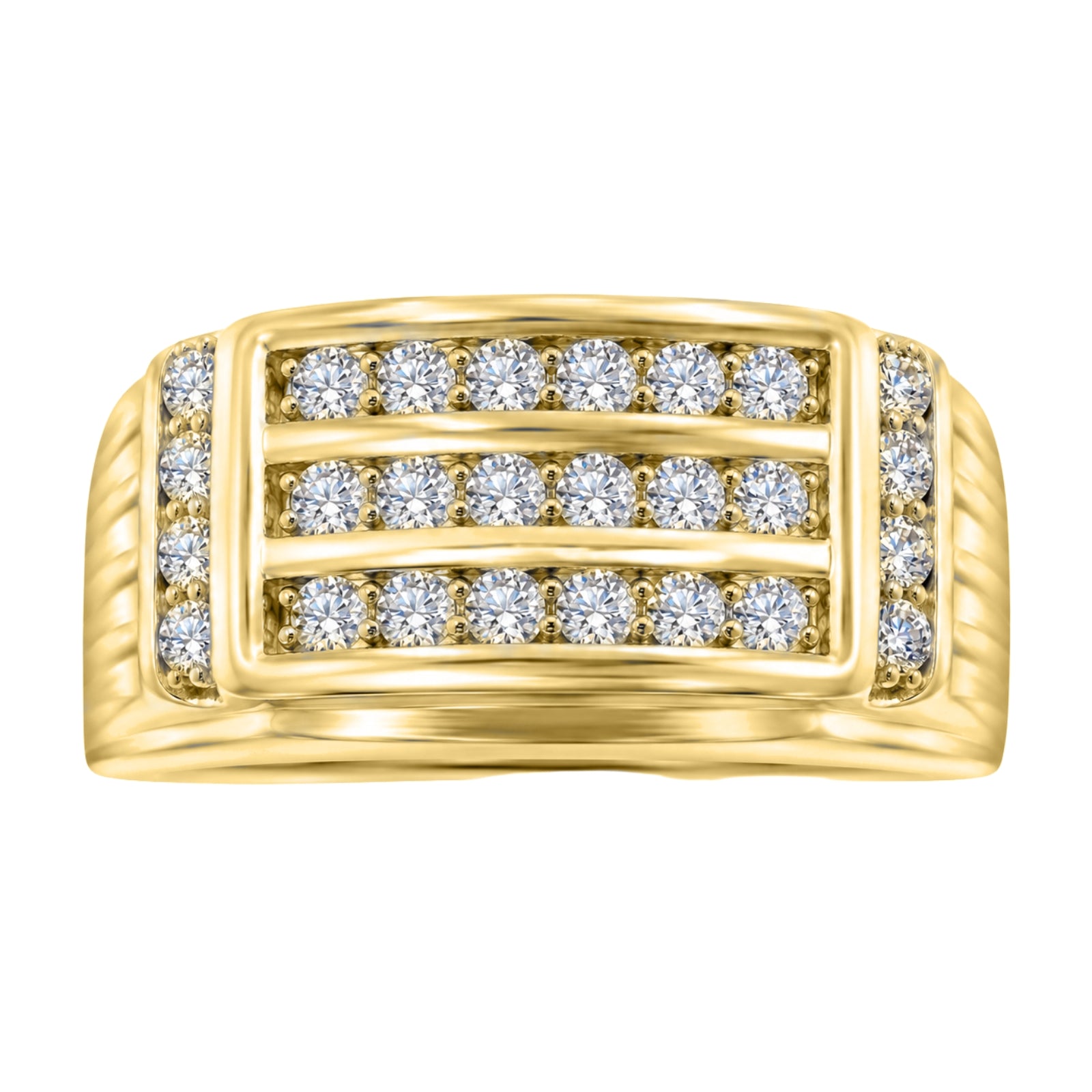Diamonair Lab Grown Diamond (F/VS+) 1.00 carat Round cut Sterling Silver Men's Ring - Sterling Silver | Gold over Silver