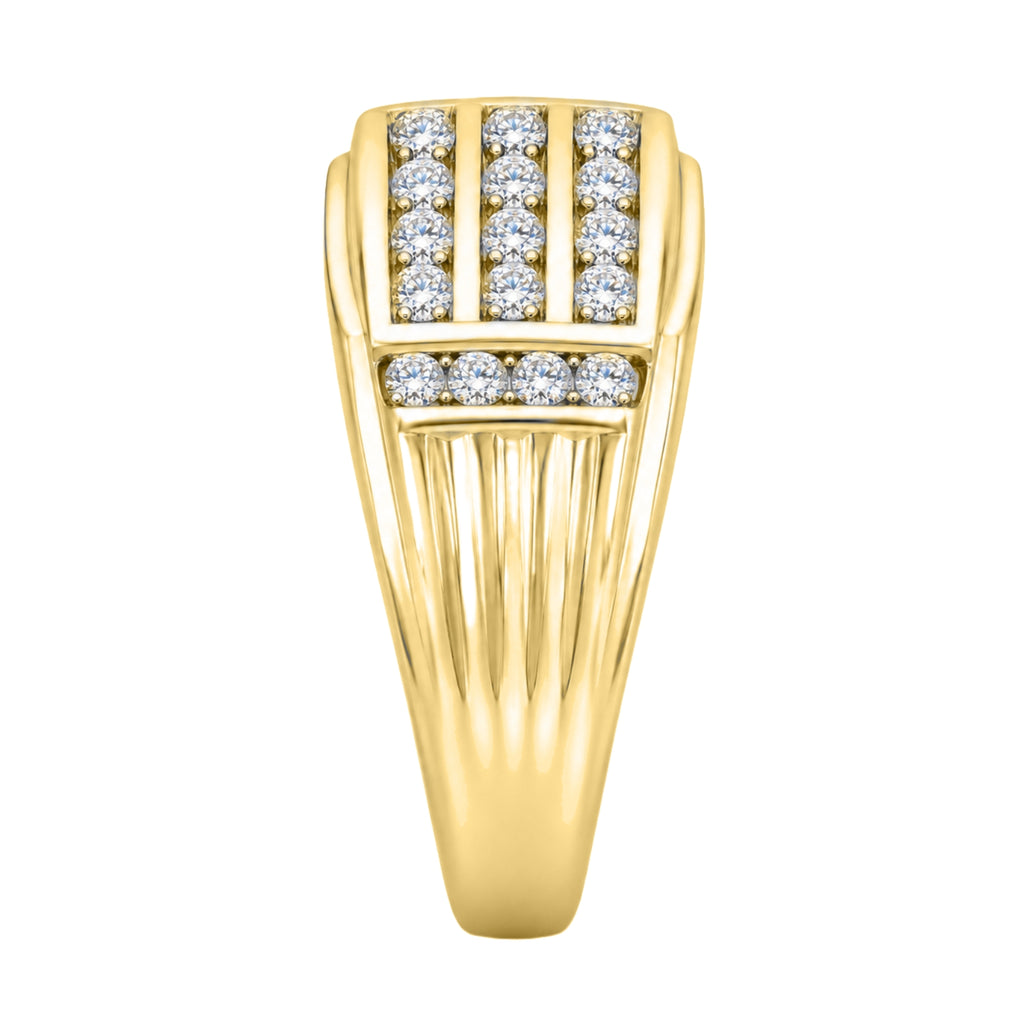 Diamonair Lab Grown Diamond (F/VS+) 1.00 carat Round cut Sterling Silver Men's Ring - Sterling Silver | Gold over Silver
