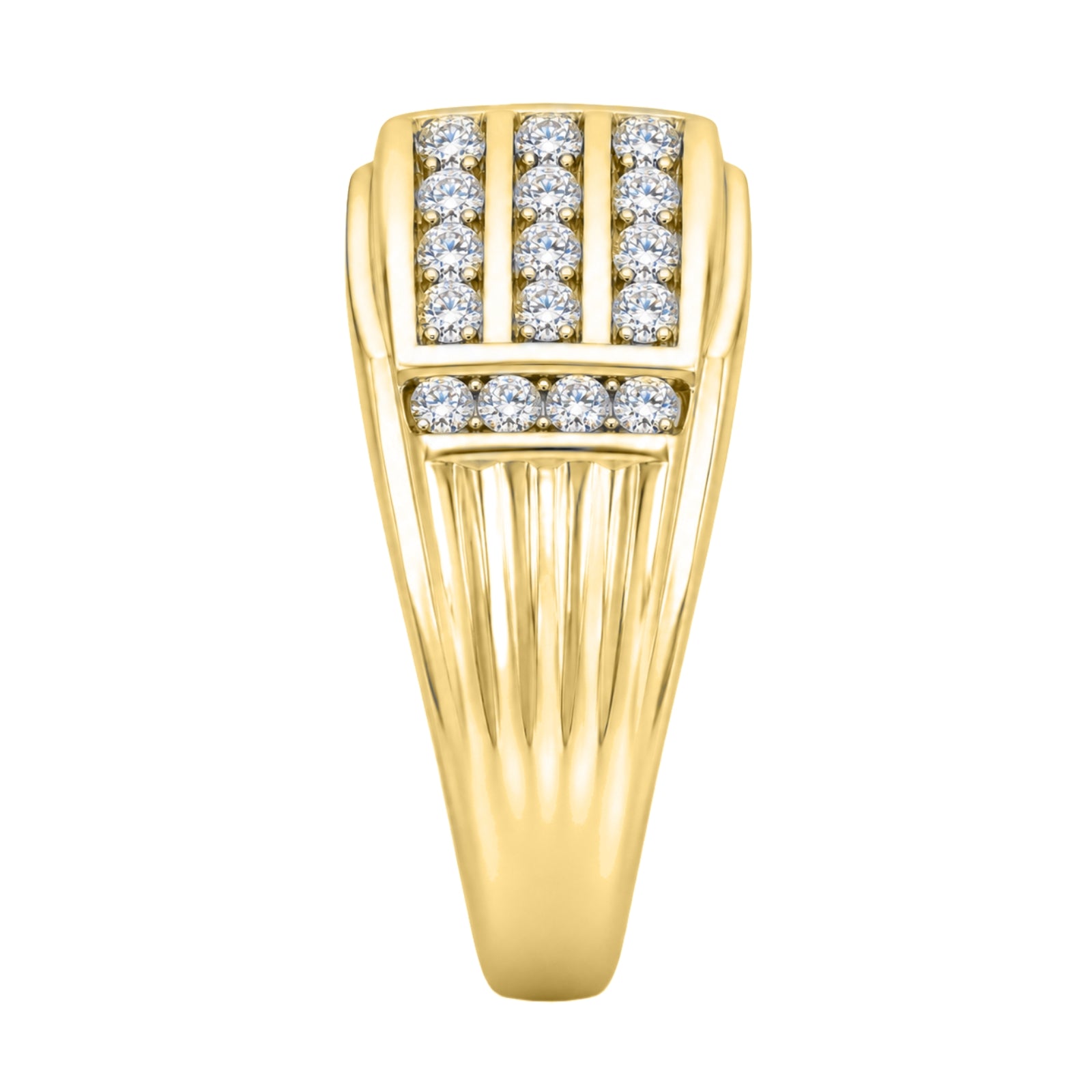 Diamonair Lab Grown Diamond (F/VS+) 1.00 carat Round cut Sterling Silver Men's Ring - Sterling Silver | Gold over Silver