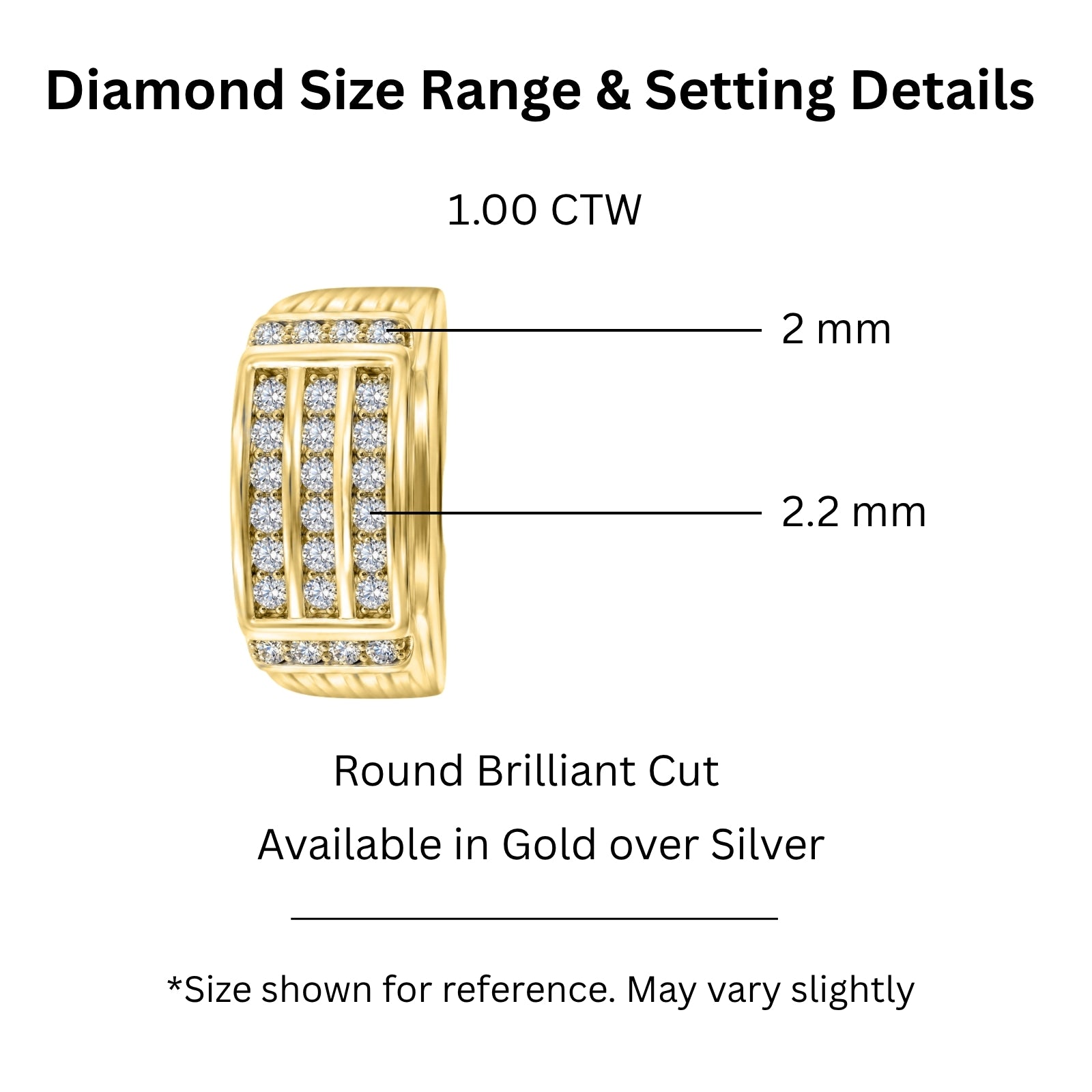 Diamonair Lab Grown Diamond (F/VS+) 1.00 carat Round cut Sterling Silver Men's Ring - Sterling Silver | Gold over Silver