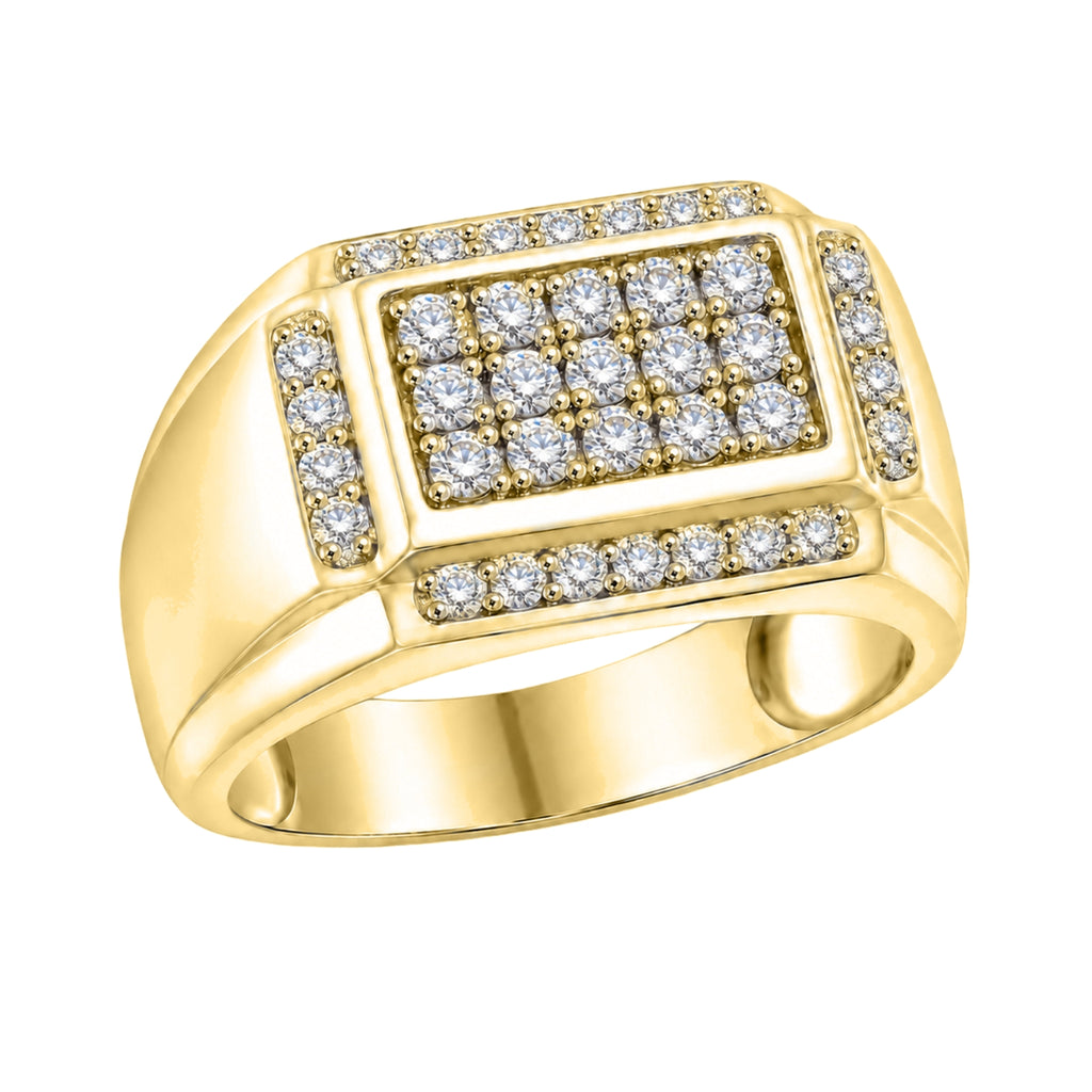 Diamonair Lab Grown Diamond (F/VS+) 1.00 carat Round cut Sterling Silver Men's Ring - Sterling Silver | Gold over Silver
