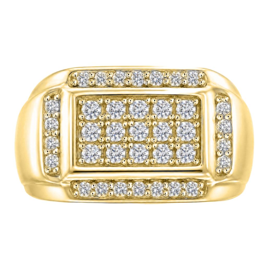 Diamonair Lab Grown Diamond (F/VS+) 1.00 carat Round cut Sterling Silver Men's Ring - Sterling Silver | Gold over Silver