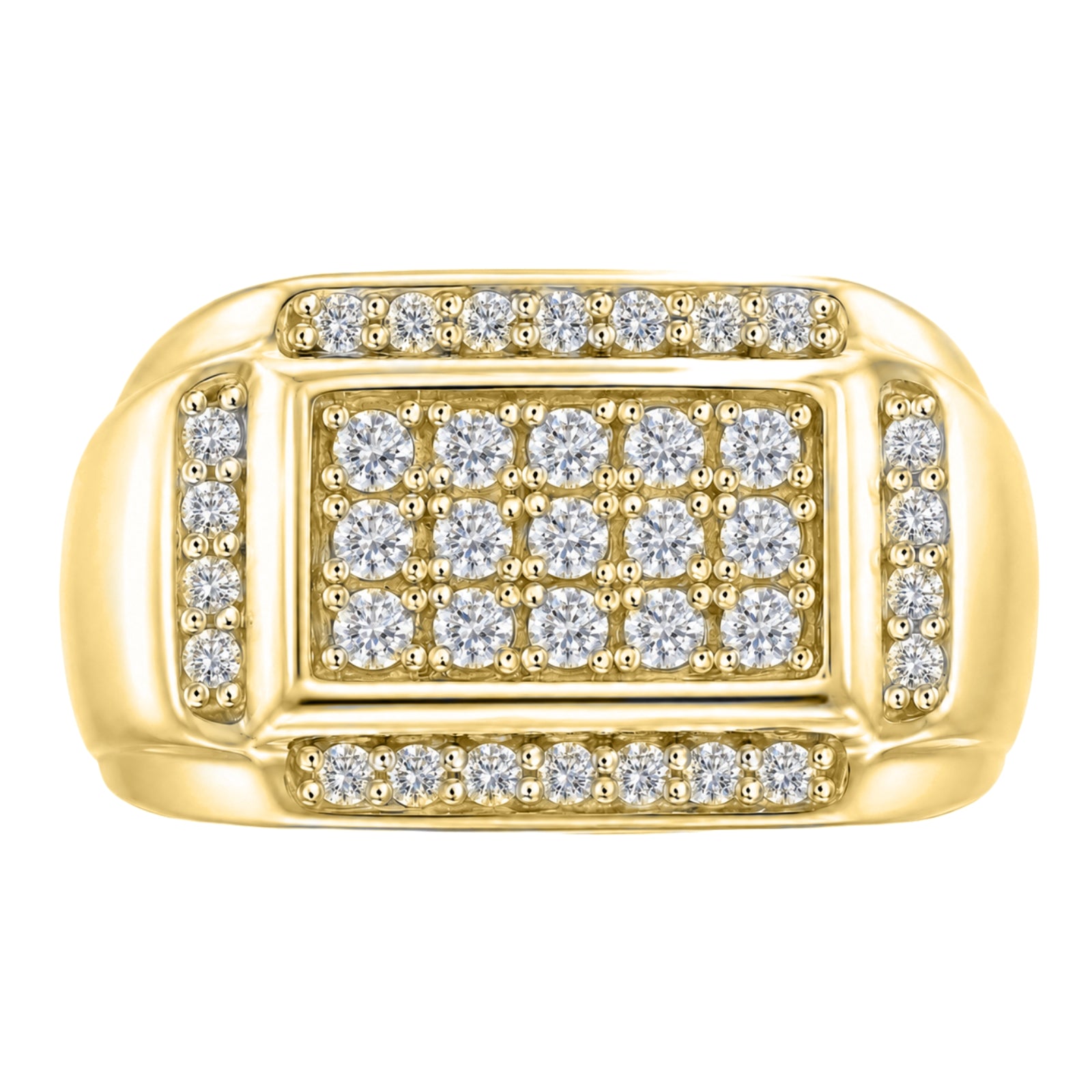 Diamonair Lab Grown Diamond (F/VS+) 1.00 carat Round cut Sterling Silver Men's Ring - Sterling Silver | Gold over Silver