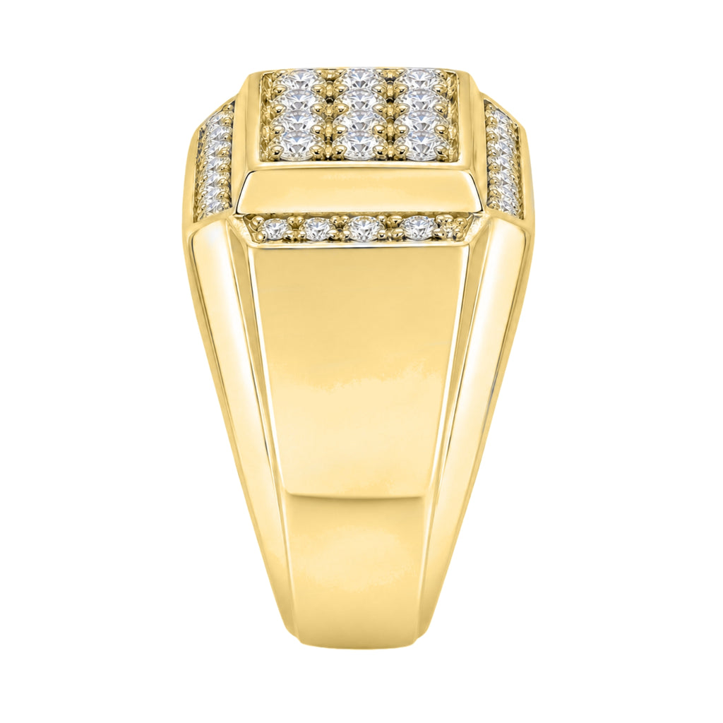 Diamonair Lab Grown Diamond (F/VS+) 1.00 carat Round cut Sterling Silver Men's Ring - Sterling Silver | Gold over Silver